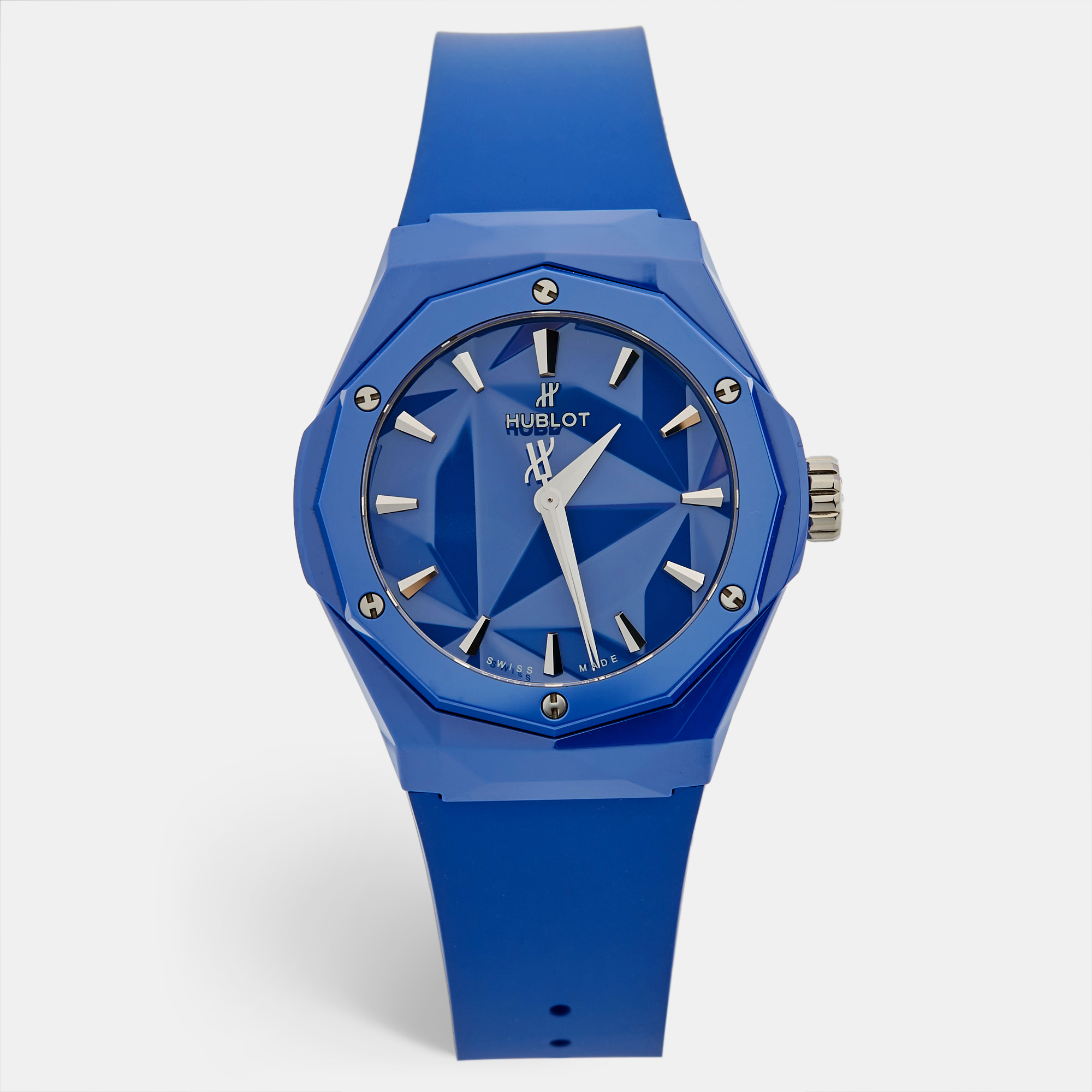 Pre-owned Hublot Blue Ceramic Rubber Classic Fusion Orlinski 550.es.5100.rx.orl21 Unisex Wristwatch 40 Mm