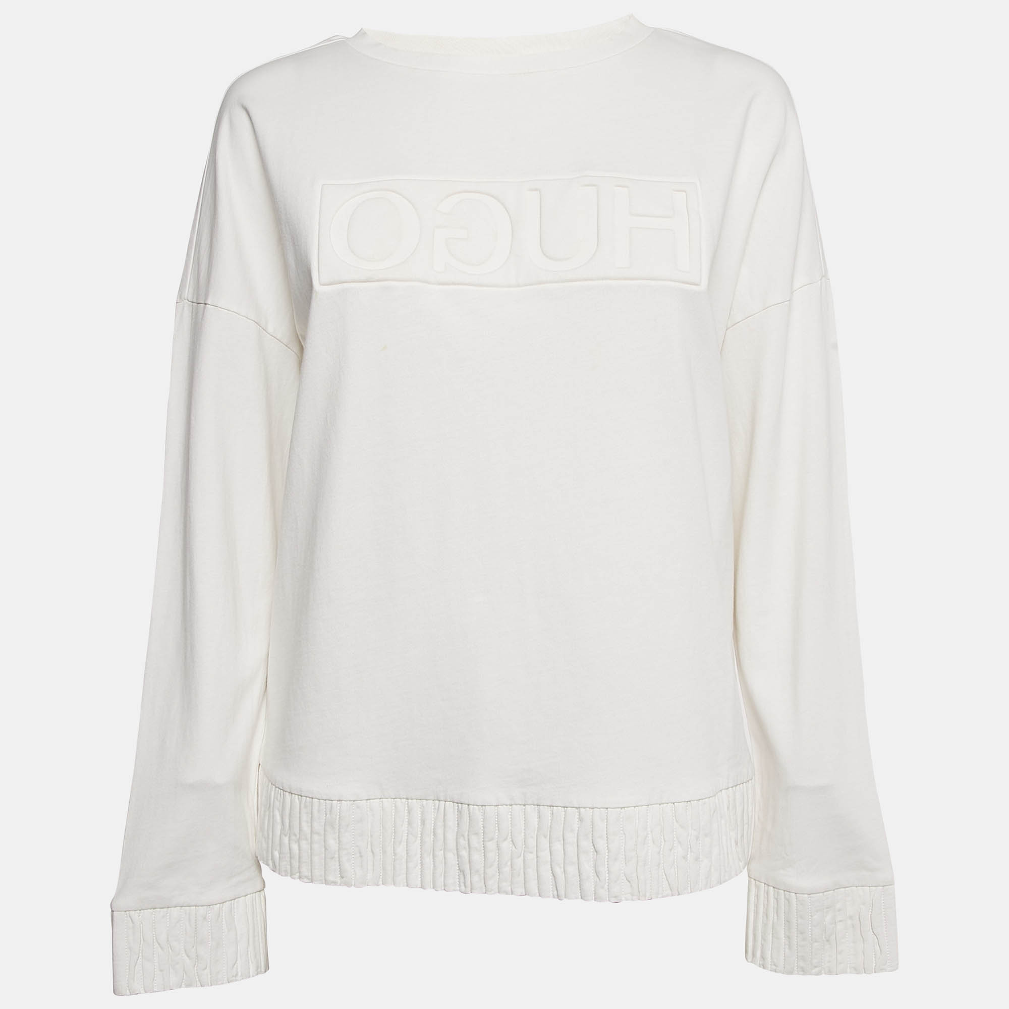 

Hugo Boss Off-White Cotton HD Effect Logo Detail Sweatshirt M