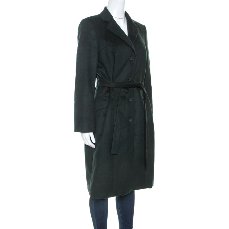 

Boss By Hugo Boss Green Wool Belted Clairona Coat