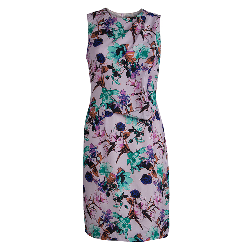 Hugo By Hugo Boss Multicolored Silk Floral Printed Sleeveless Kalinka Dress S