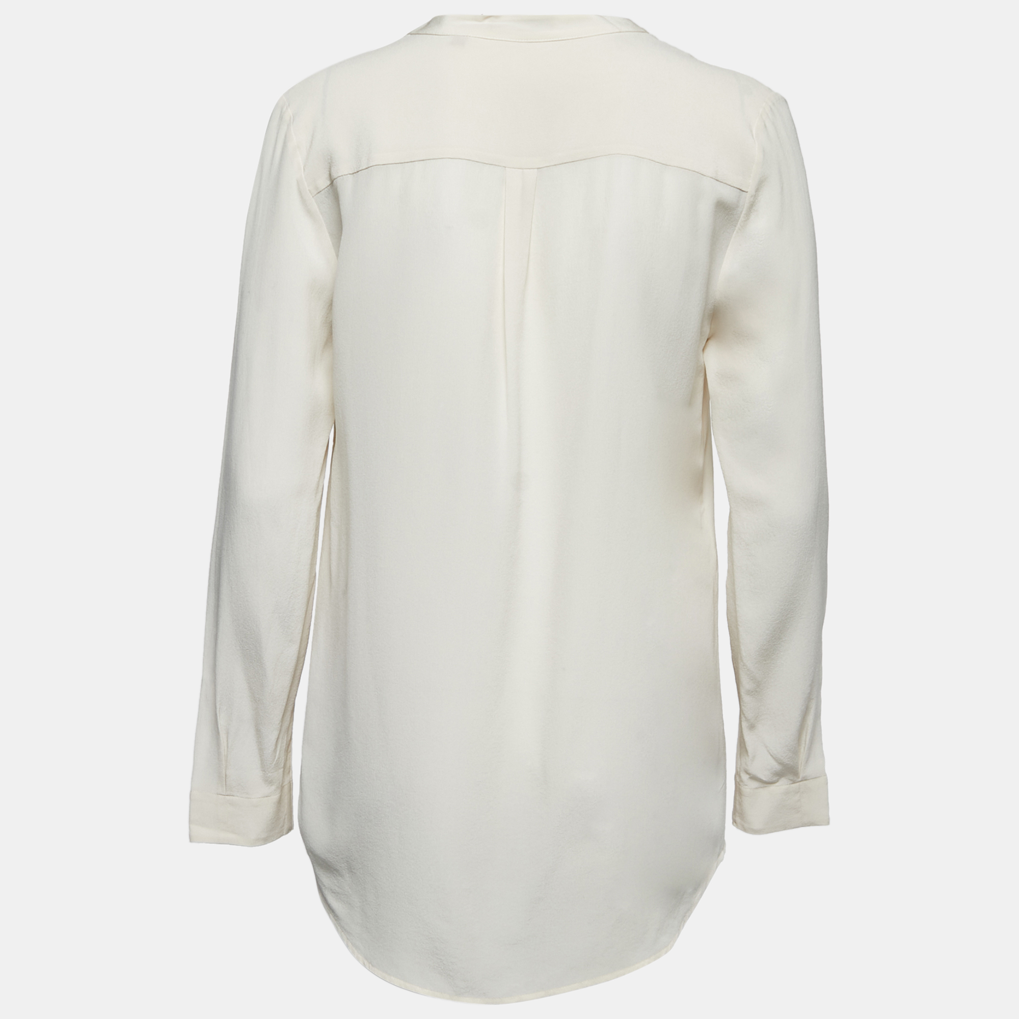 

Hugo Boss Cream Silk Lace Trimmed Button Front Shirt Blouse