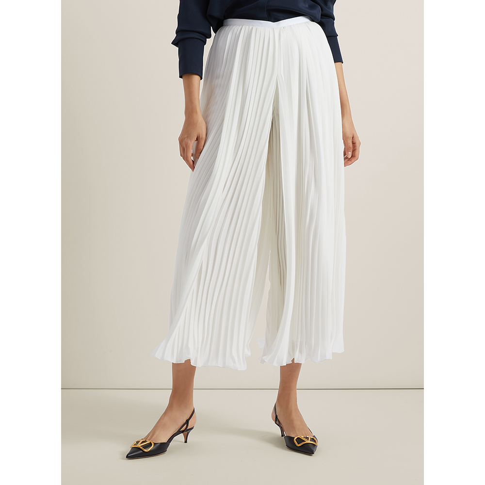 

HUISHAN ZHANG White Phoebe Pleated Wide Leg Trousers Size UK 12