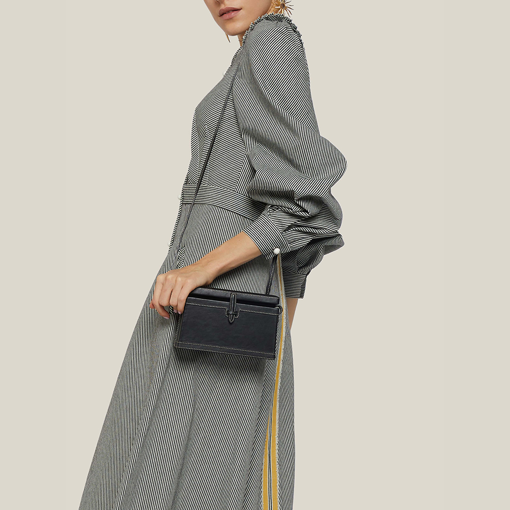 

HUNTING SEASON Black Leather Trunk Shoulder Bag