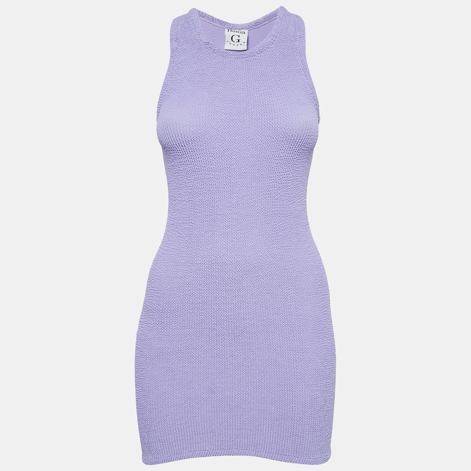 

Hunza G Purple Patterned Knit Mini Dress