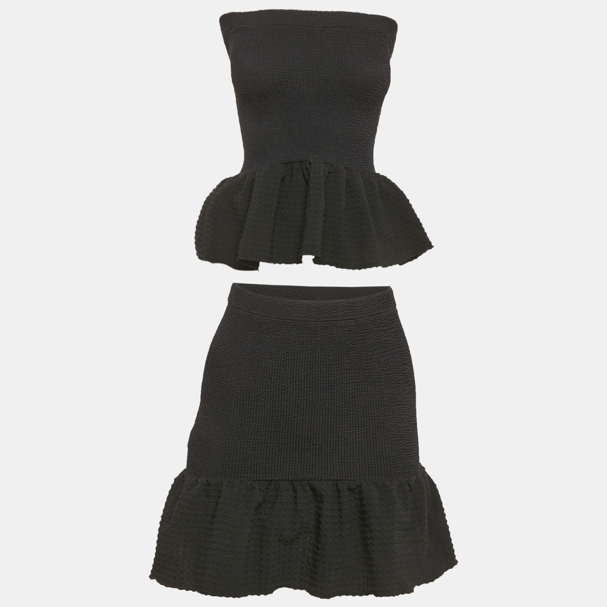 

Hunza G Black Peplum Seersucker Swim Skirt