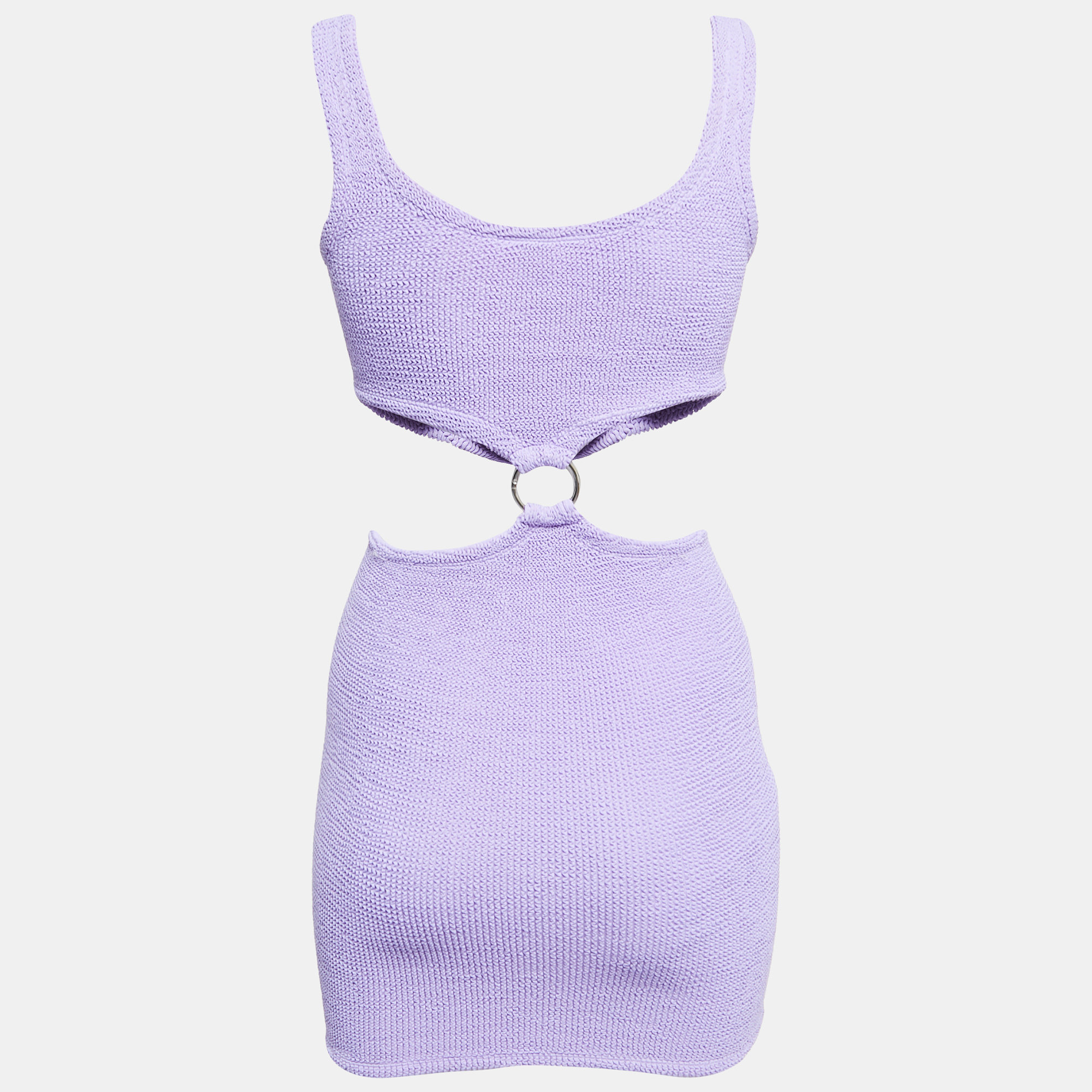

Hunza G Lilac Patterned Knit Cut Out Detail Mini Dress, Purple