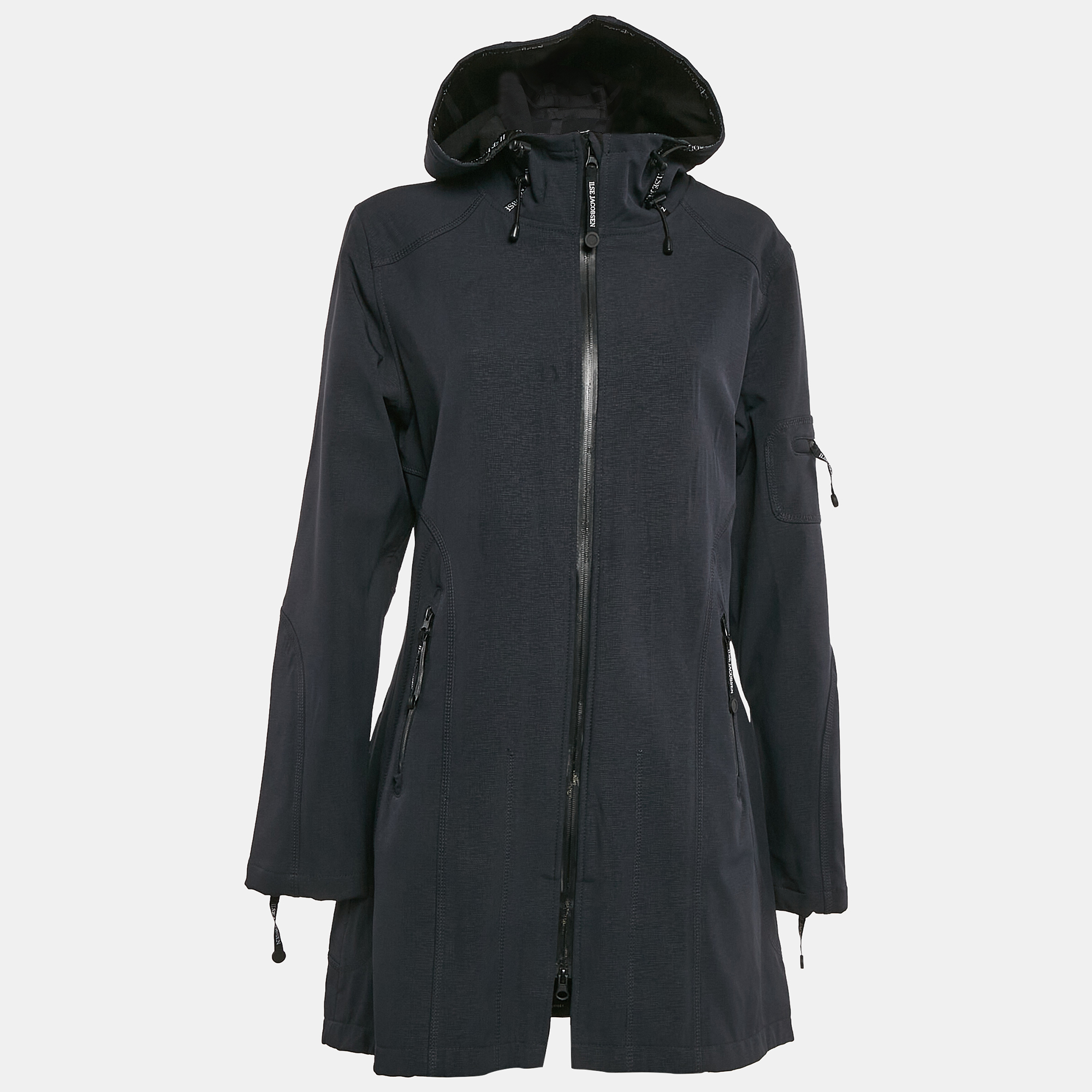 

Ilse Jacobsen Navy Blue Technical Hooded Zip-Up Raincoat M