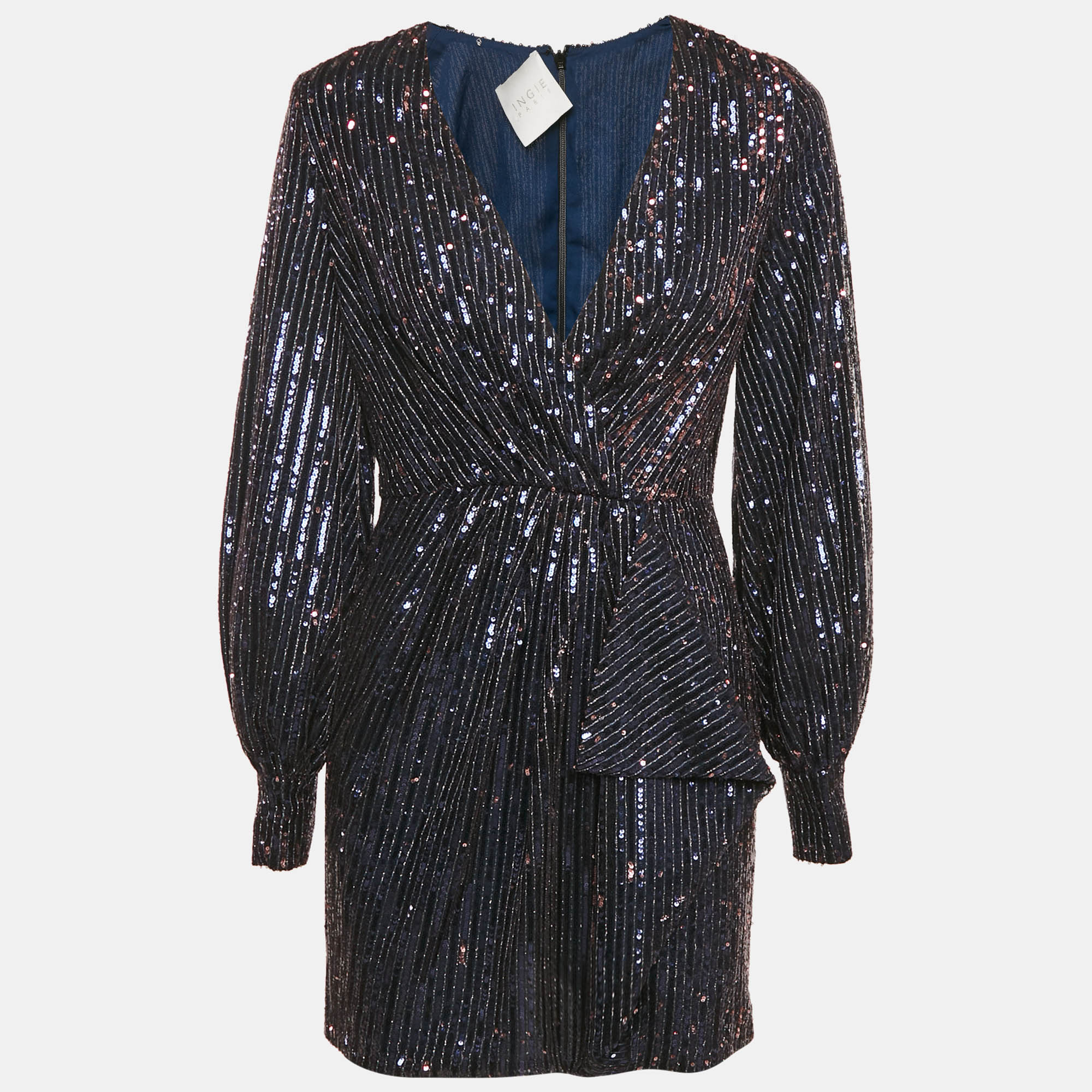 

INGIE Paris Navy Blue Sequin V-Neck Mini Dress S