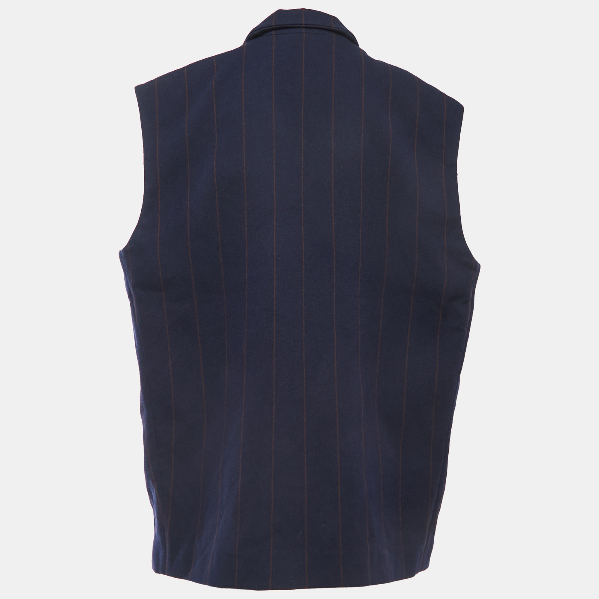 

IRO Navy Blue Striped Wool-Blend Vest Jacket