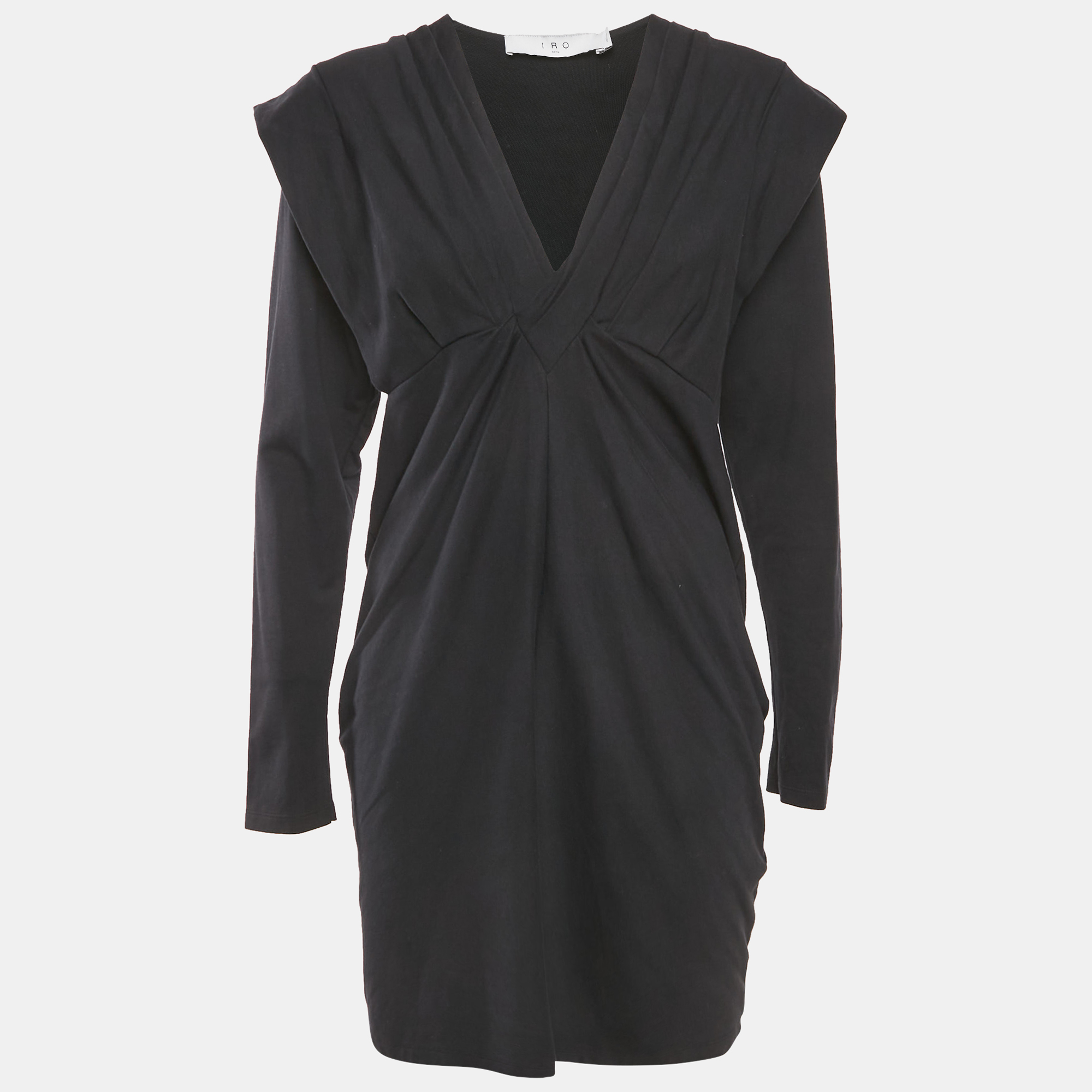 

IRO Black Cotton Knit V-Neck Emylie Mini Dress M