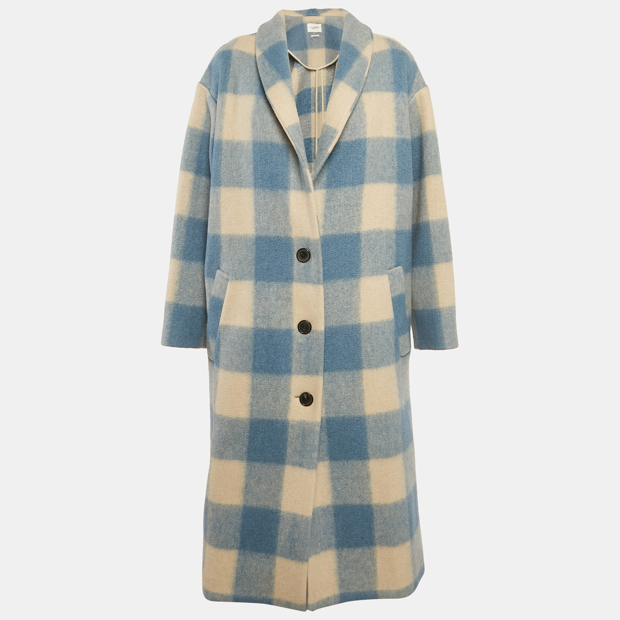 Pre-owned Isabel Marant Étoile Blue/pink Plaid Felt Klelayo Coat S