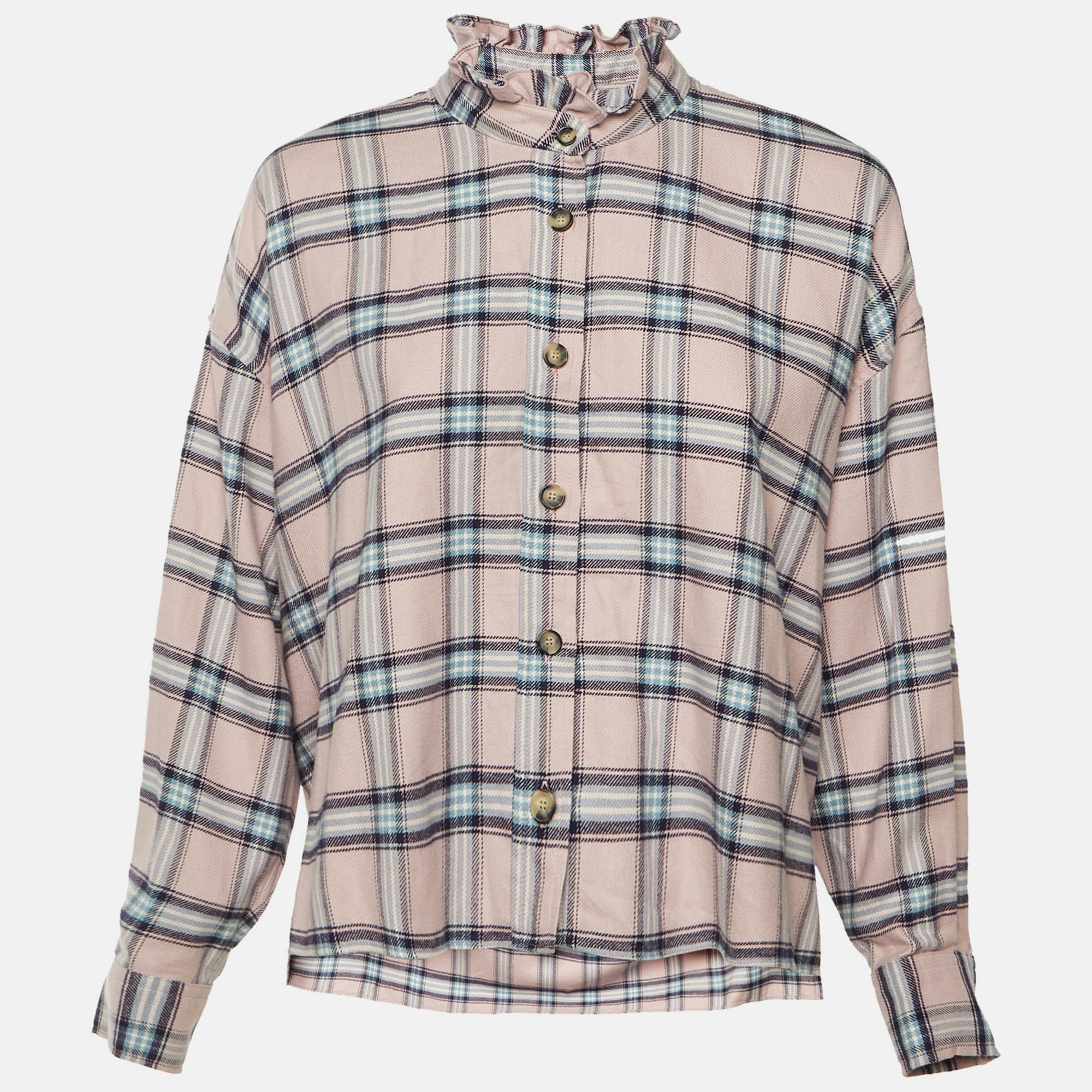 

Isabel Marant Etoile Pink Checked Cotton Ilaria Shirt S