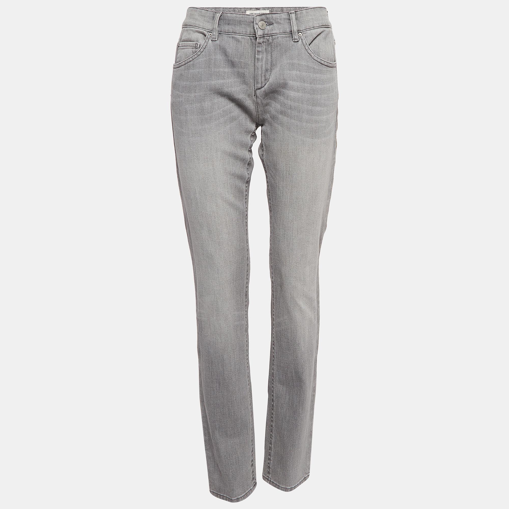 

Isabel Marant Etoile Light Grey Side Trim Denim Purder Jeans  Waist 33