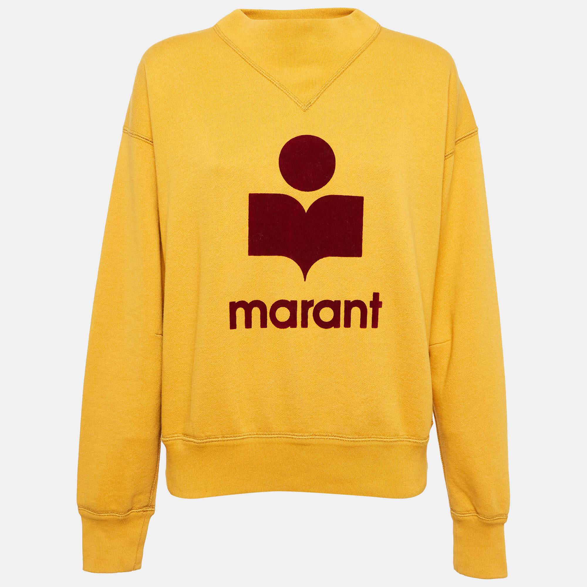 

Isabel Marant Etoile Yellow Logo Flocked Cotton Sweatshirt M