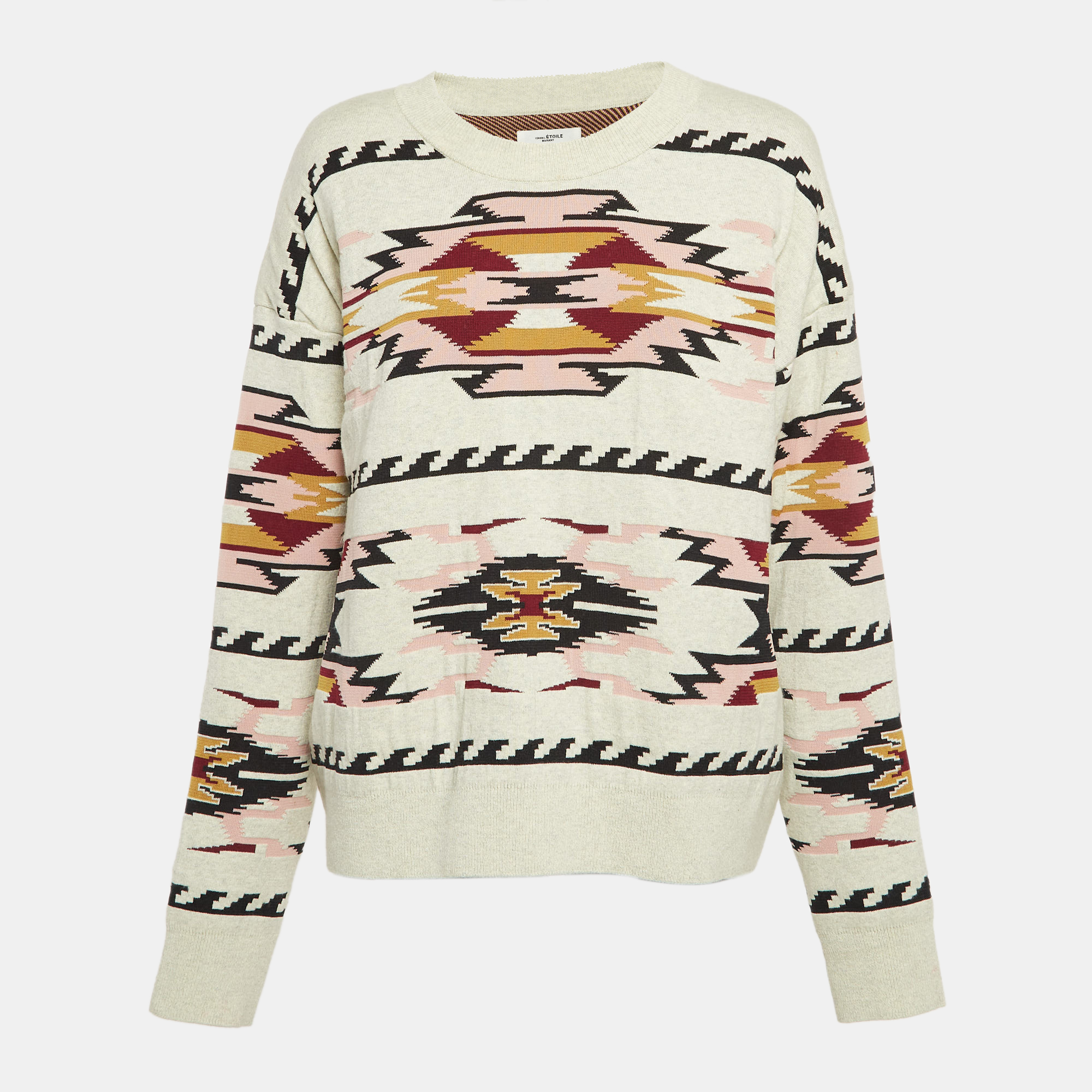 

Isabel Marant Etoile Grey Geometric Intarsia Knit Sweater M