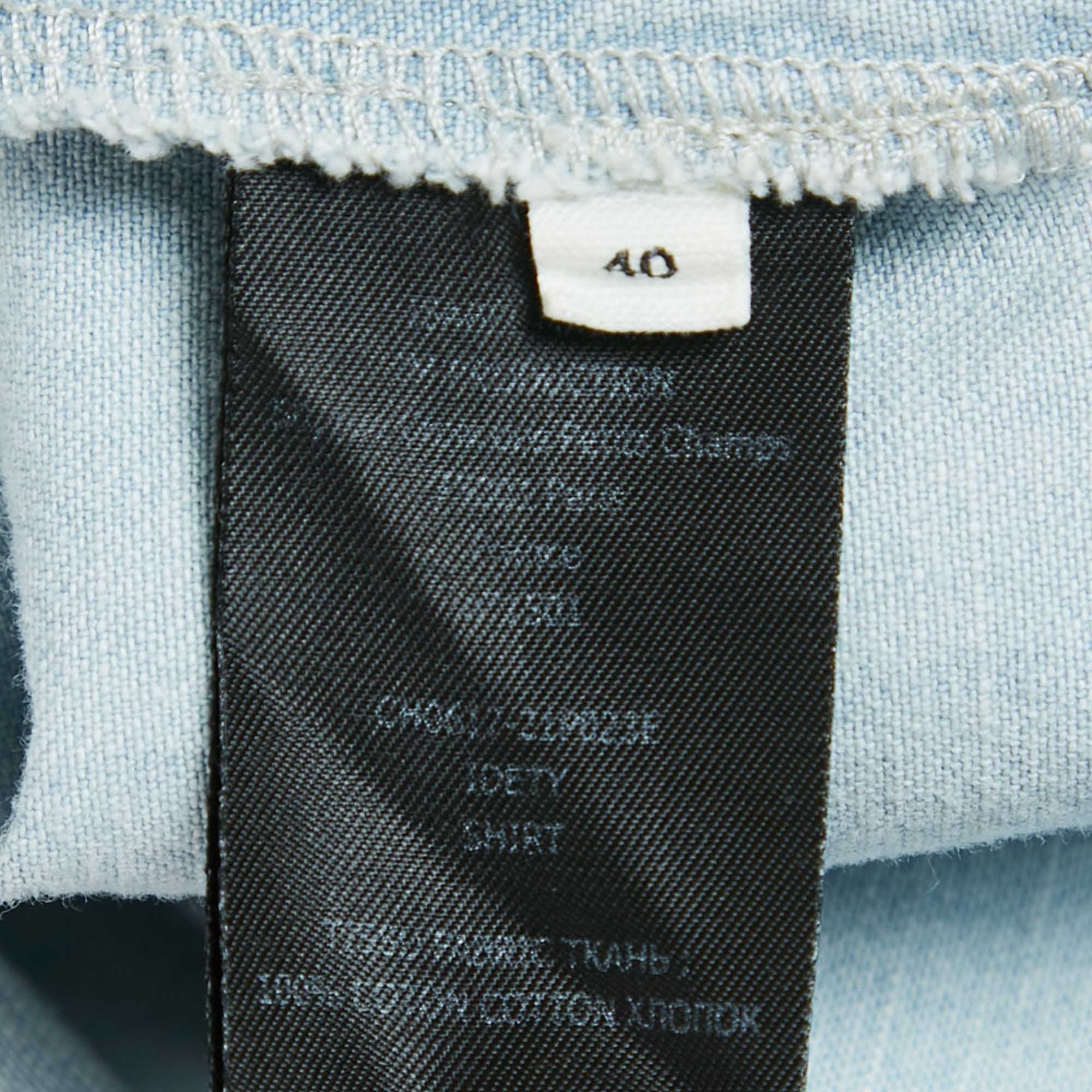 Isabel Marant Etoile Light Blue Denim Button Front Ruffled Blouse M 