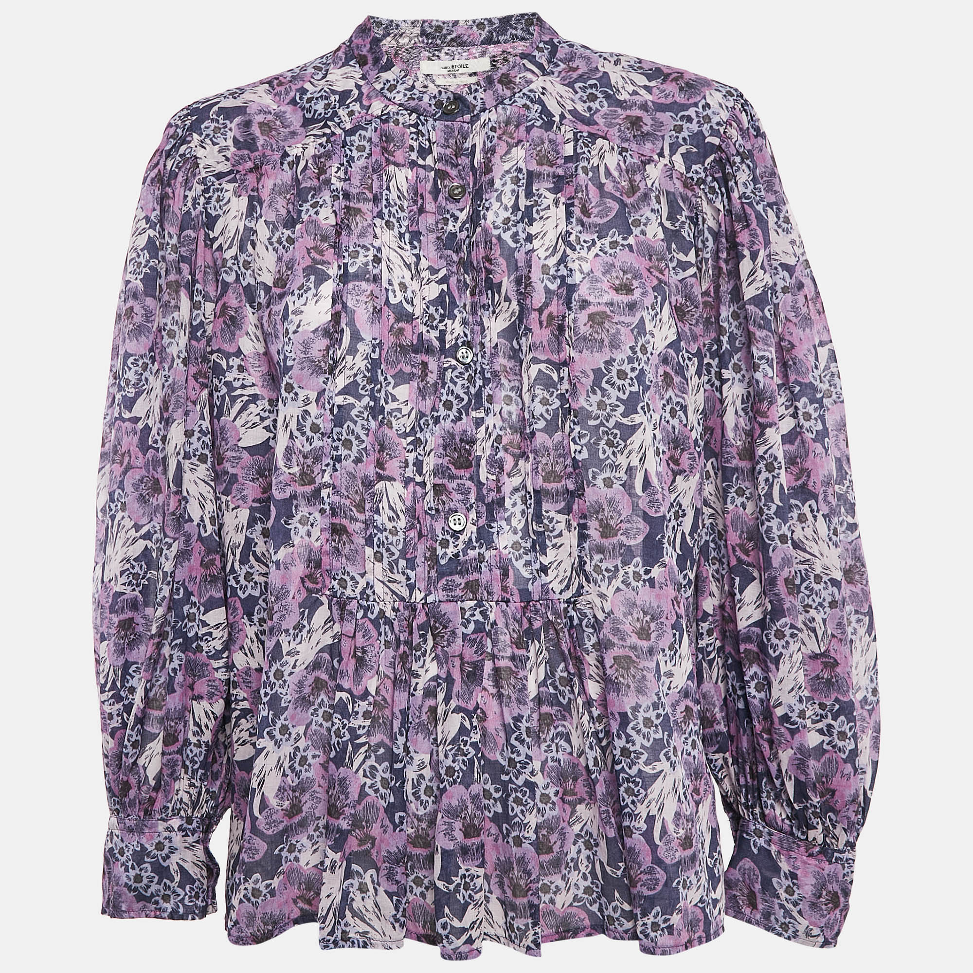 

Isabel Marant Etoile Purple/Multicolor Floral Print Cotton Top S