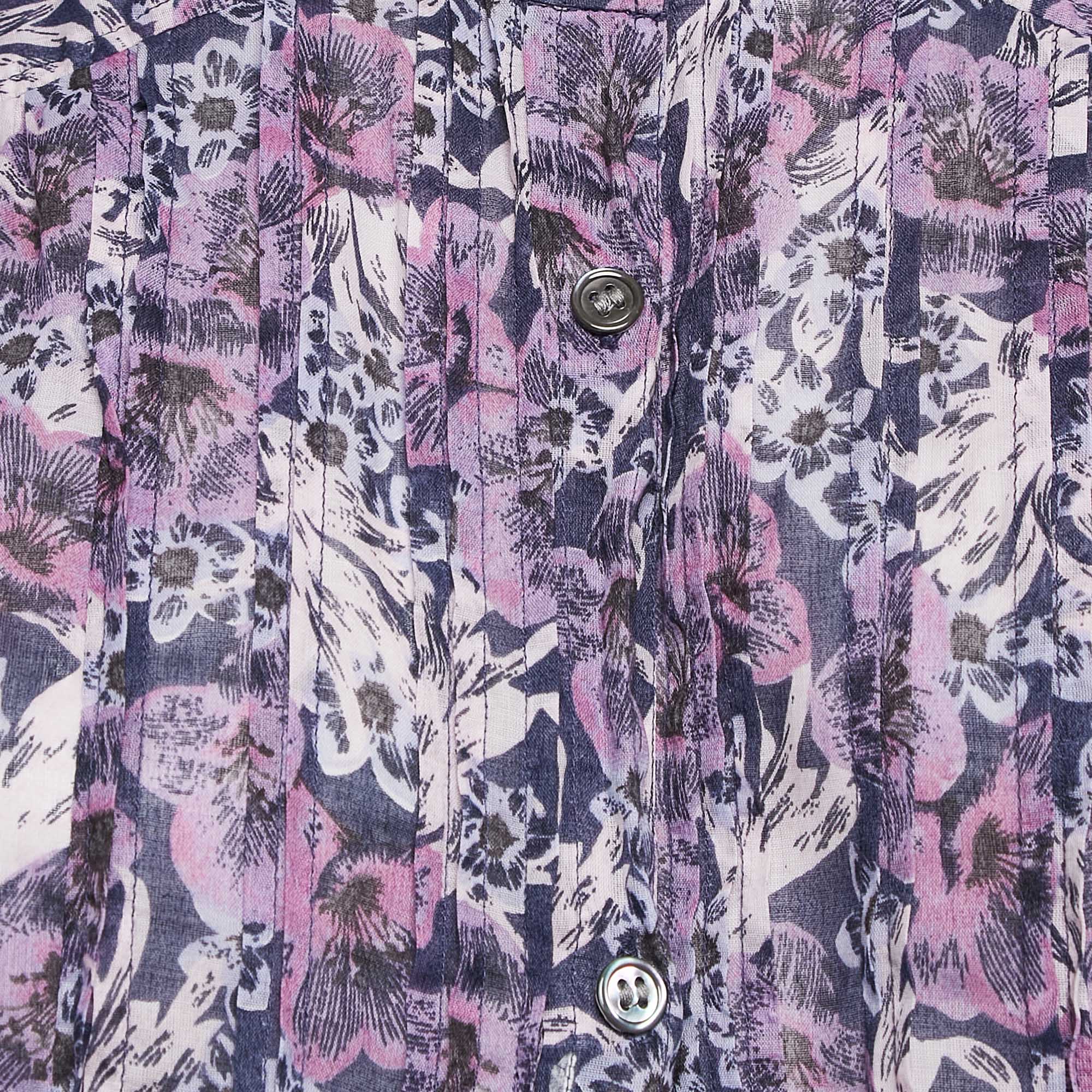 Isabel Marant Etoile Purple/Multicolor Floral Print Cotton Top S 