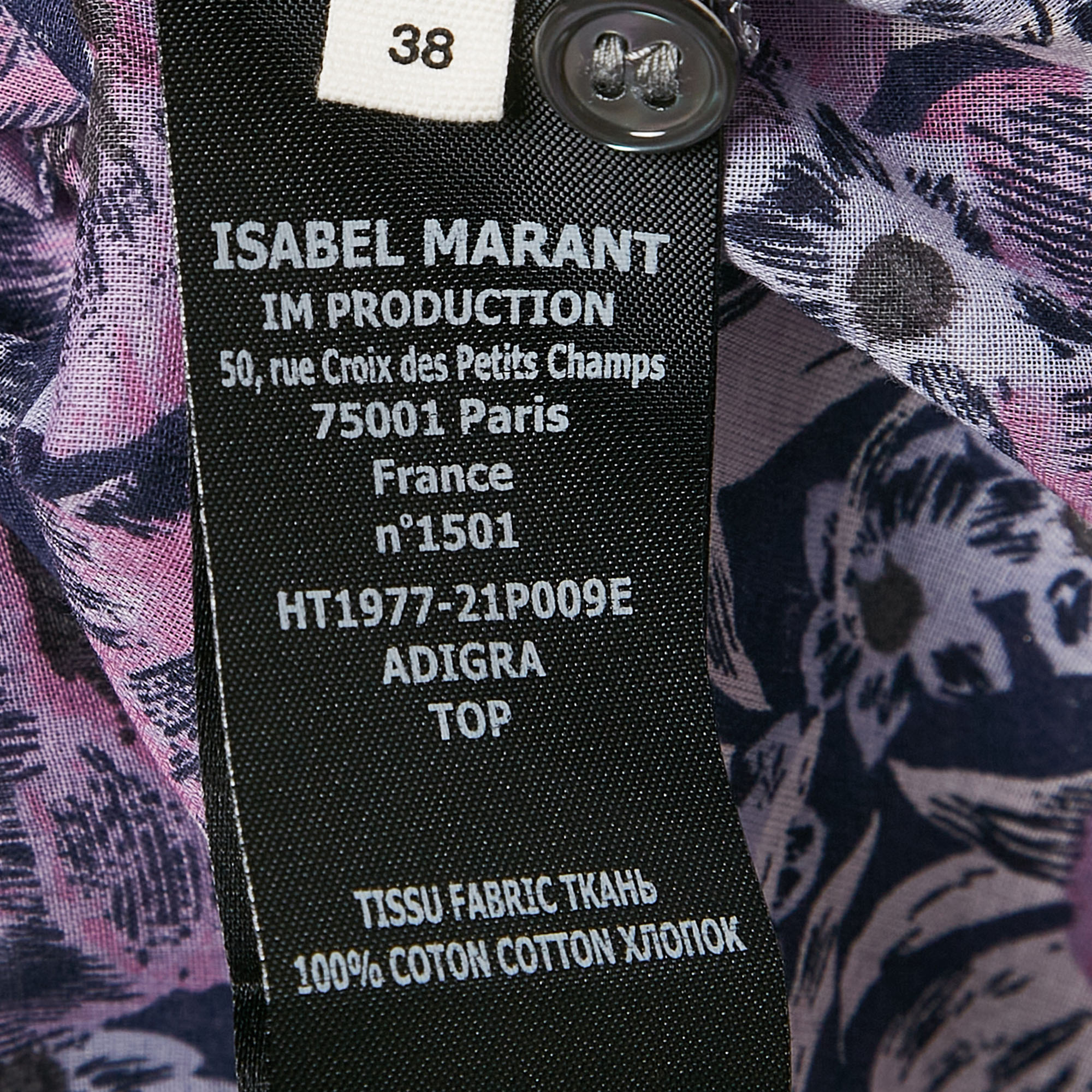 Isabel Marant Etoile Purple/Multicolor Floral Print Cotton Top S 