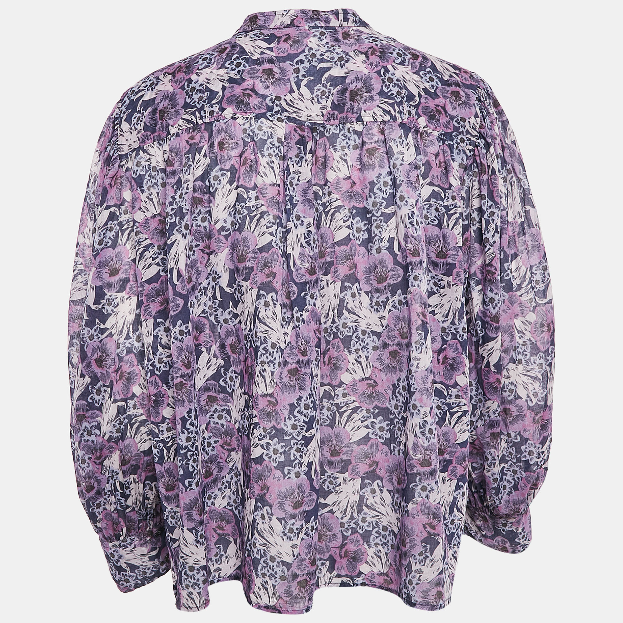 Isabel Marant Etoile Purple/Multicolor Floral Print Cotton Top S 