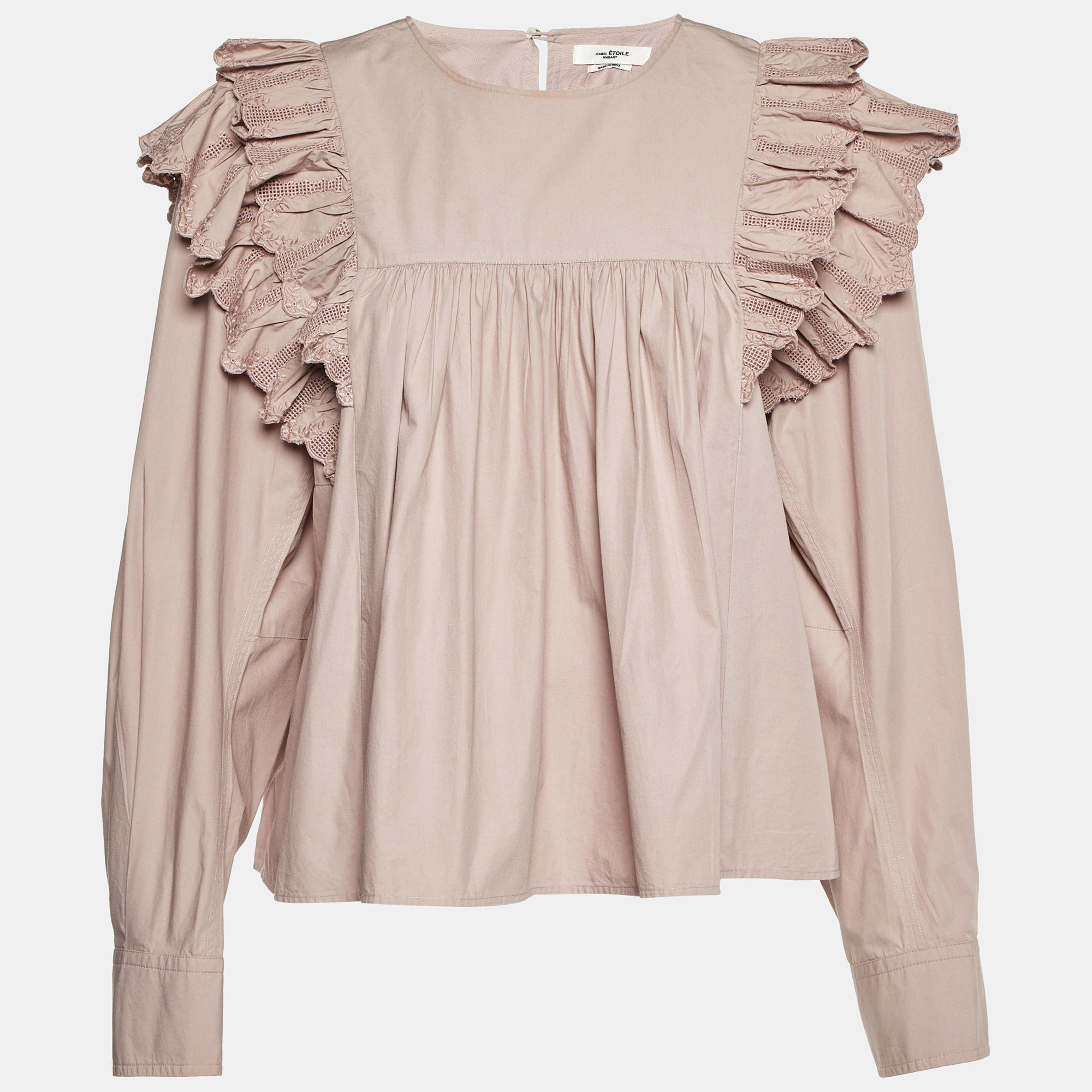 

Isabel Marant Etoile Mauve Cotton Frilled Blouse L, Pink