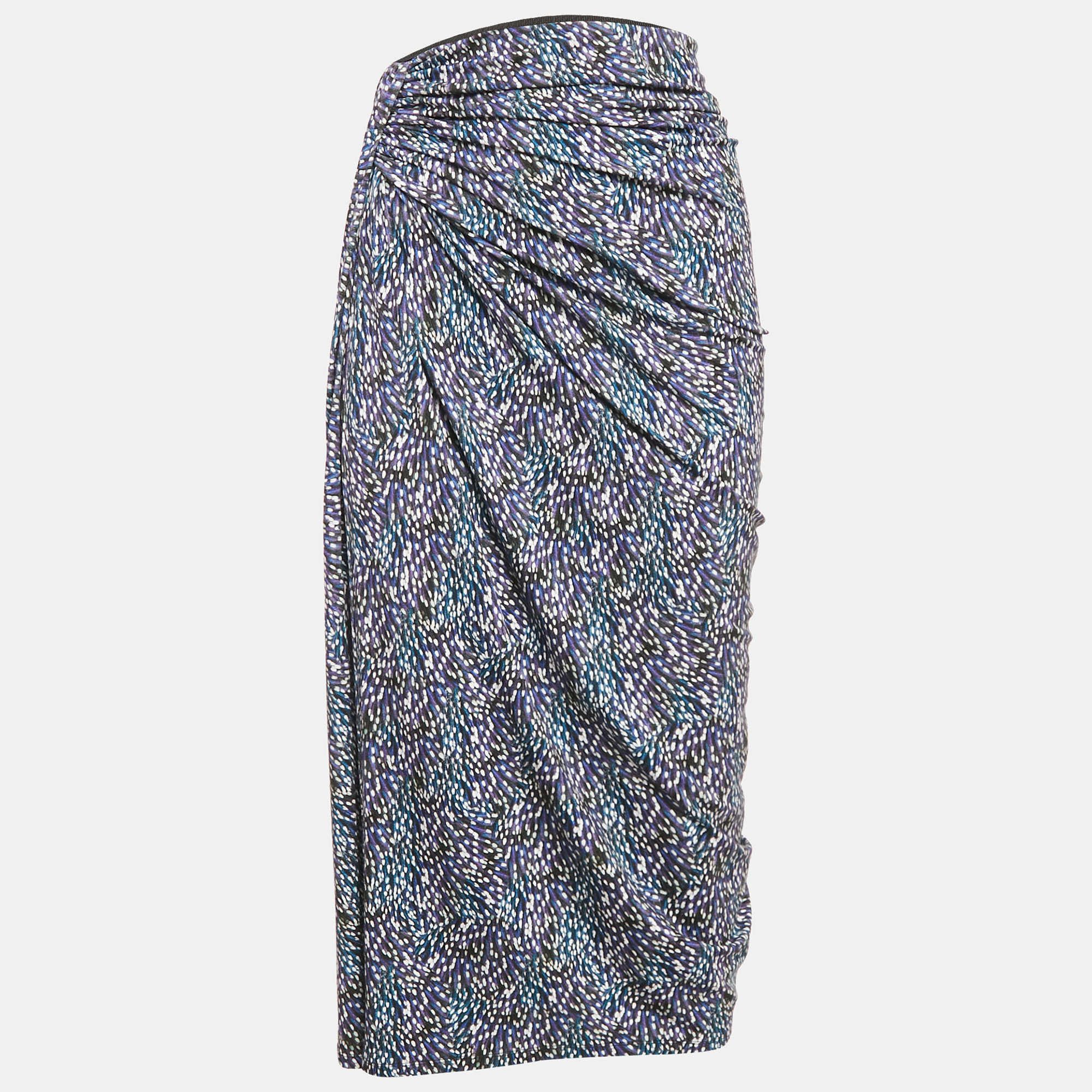 Pre-owned Isabel Marant Étoile Blue Jeldia Print Jersey Draped Midi Skirt M