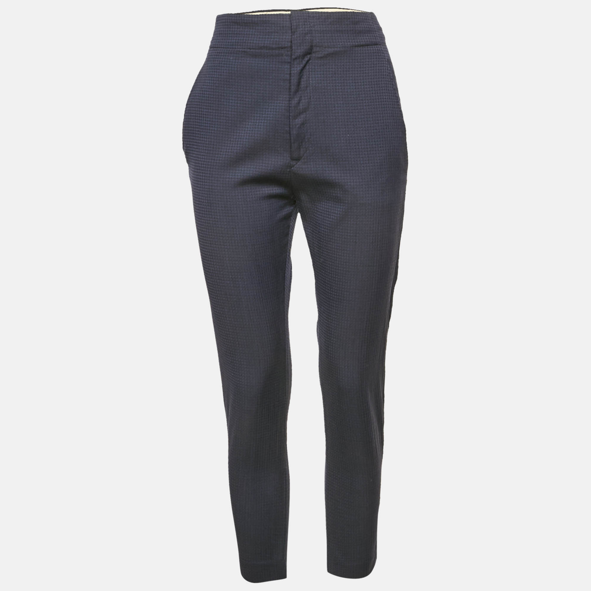 

Isabel Marant Etoile Navy Blue Patterned Wool Trousers S