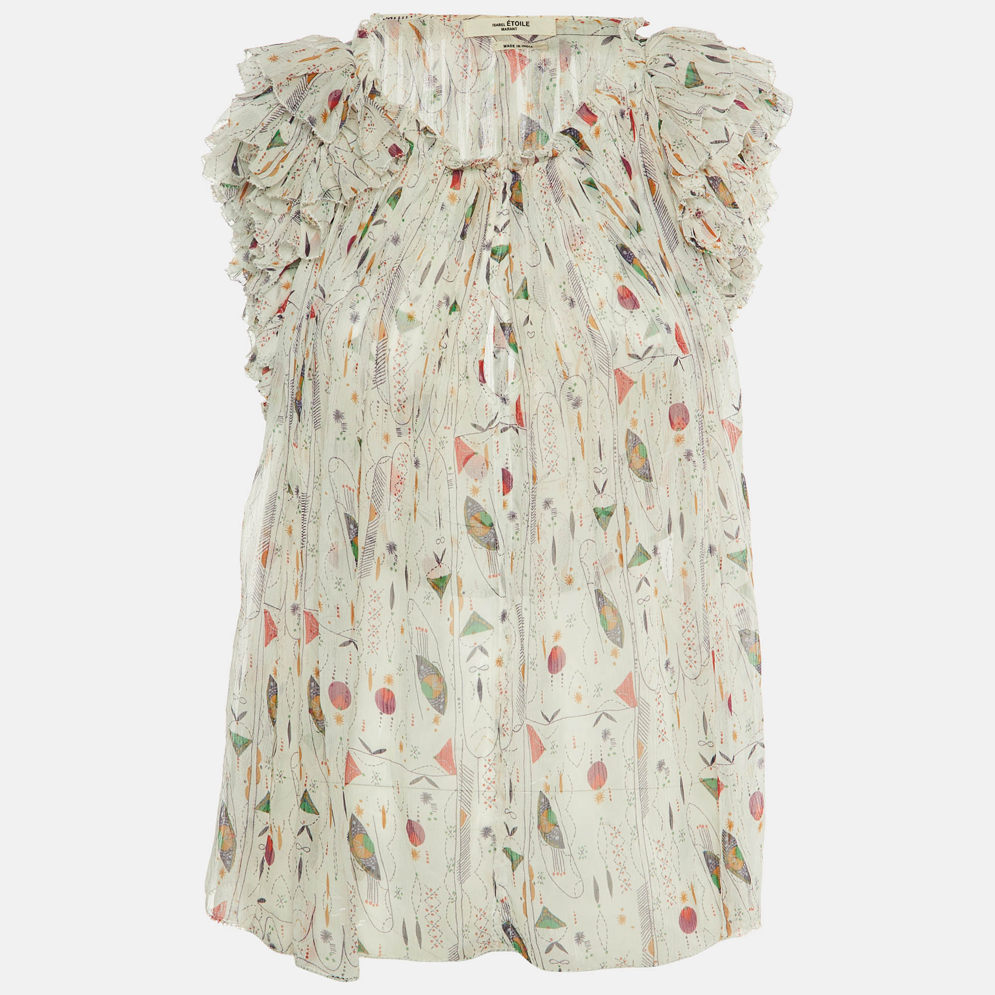 

Isabel Marant Etoile White Printed Silk Erell Top S