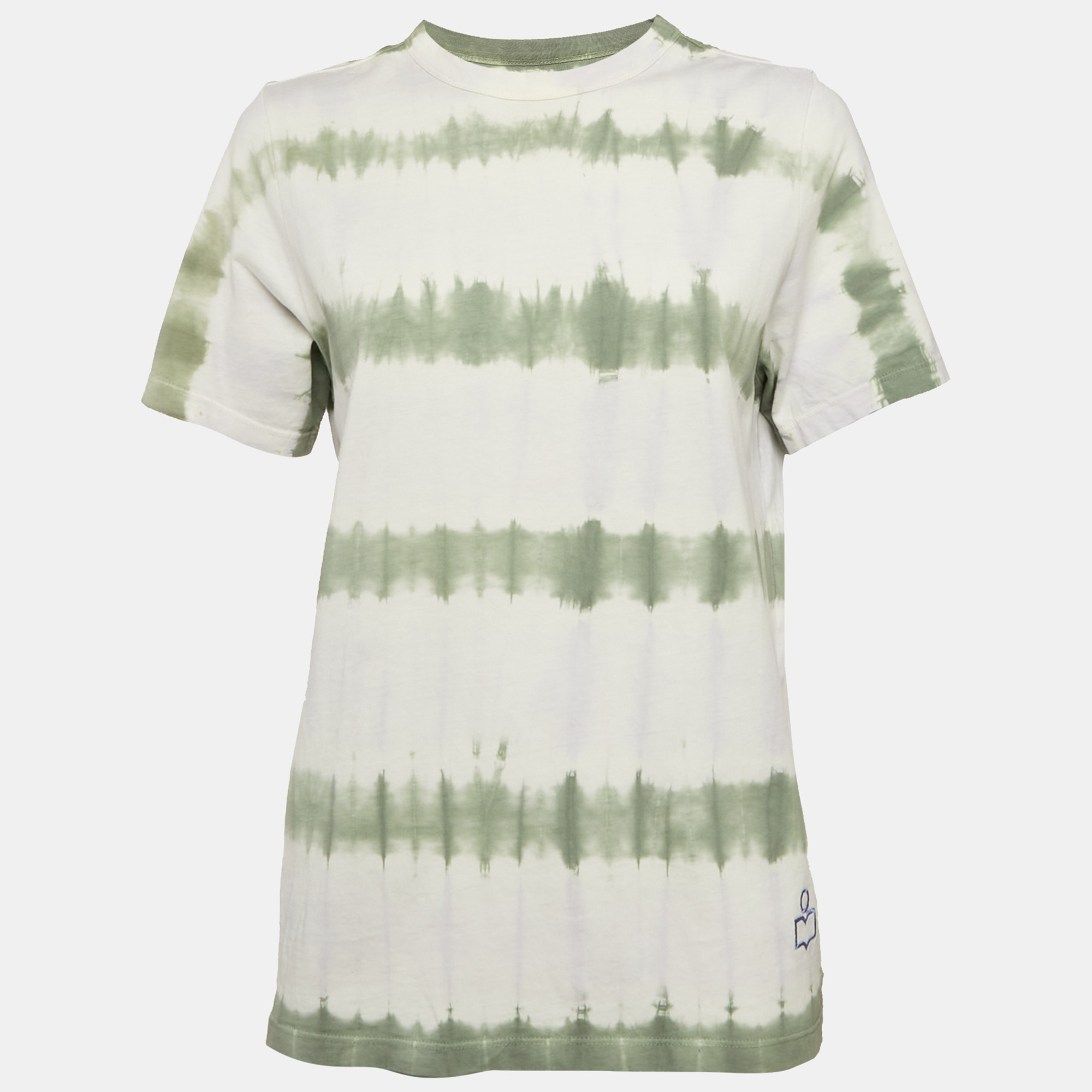 

Isabel Marant Etoile White/Green Tie-Dye Cotton Dena T-Shirt S