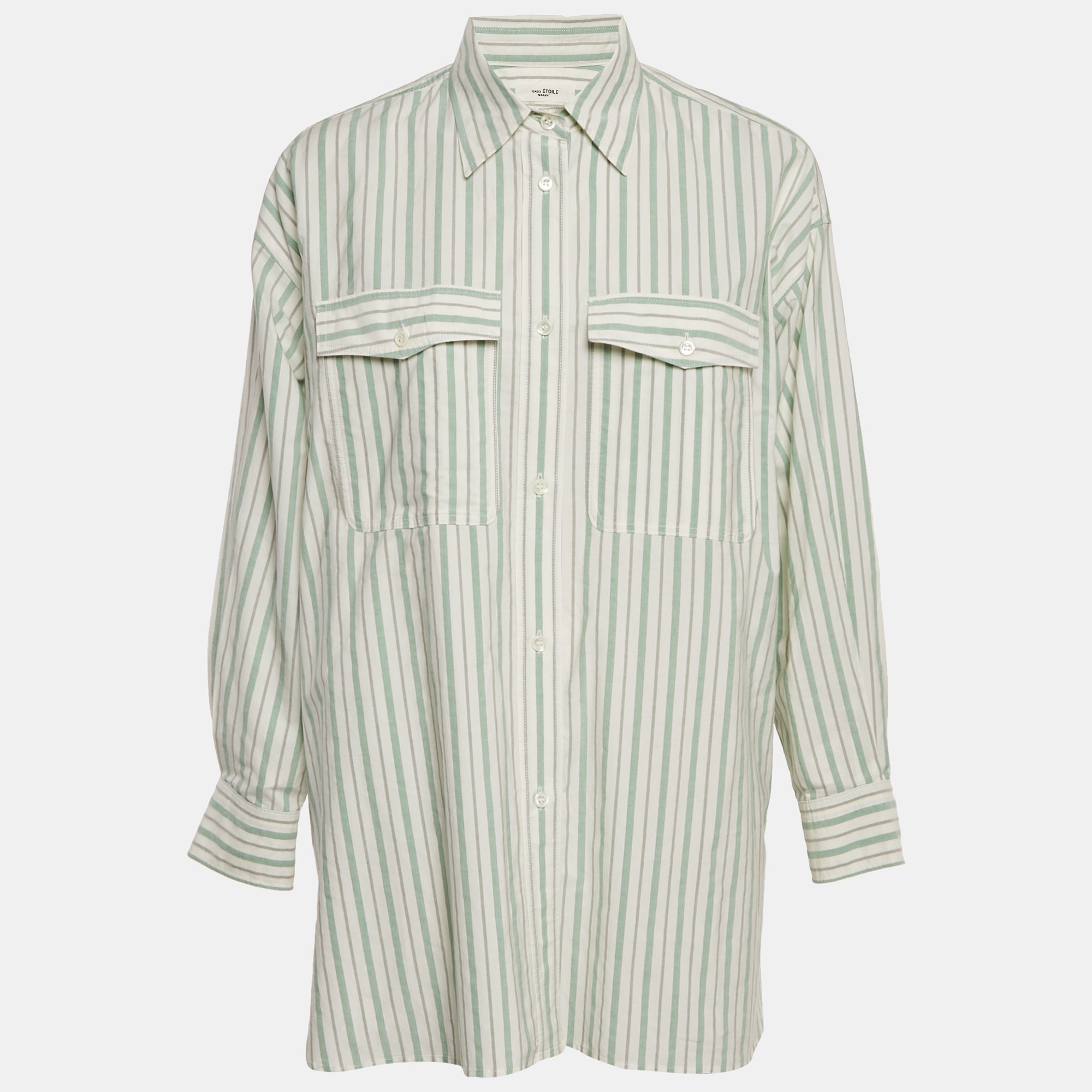 Isabel Marant Etoile Green Stripe Cotton Ajady Shirt S