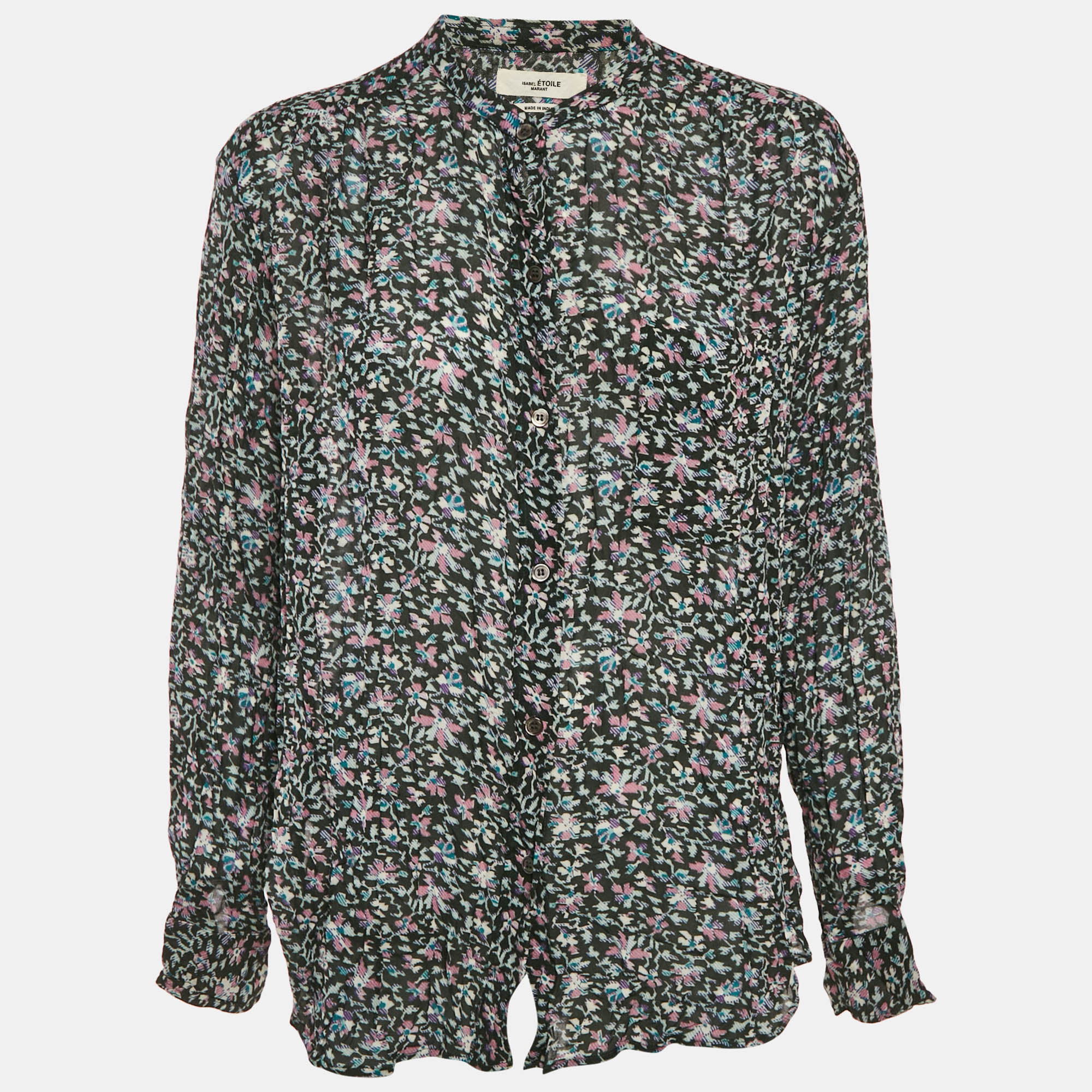 

Isabel Marant Etoile Dark Green Printed Crepe Top XL