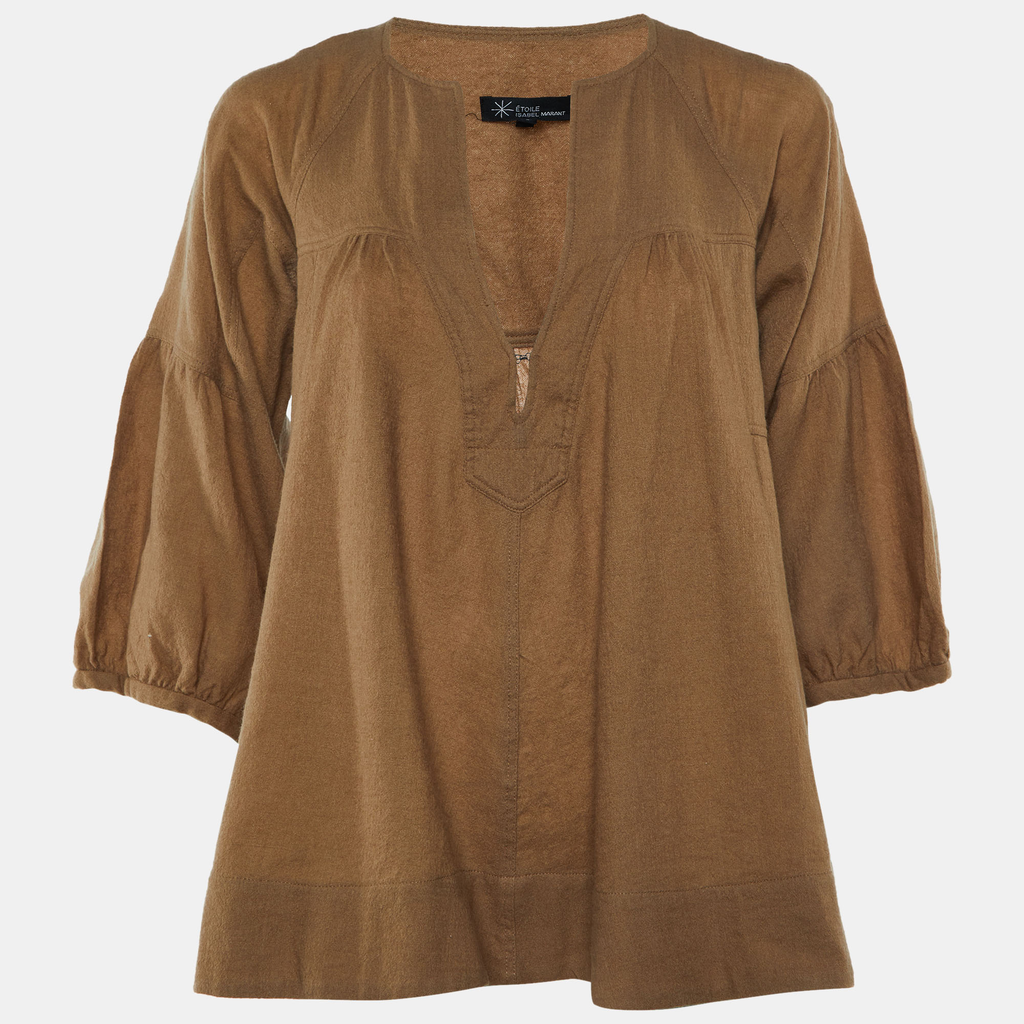 Pre-owned Isabel Marant Étoile Brown Wool Flared Blouse M