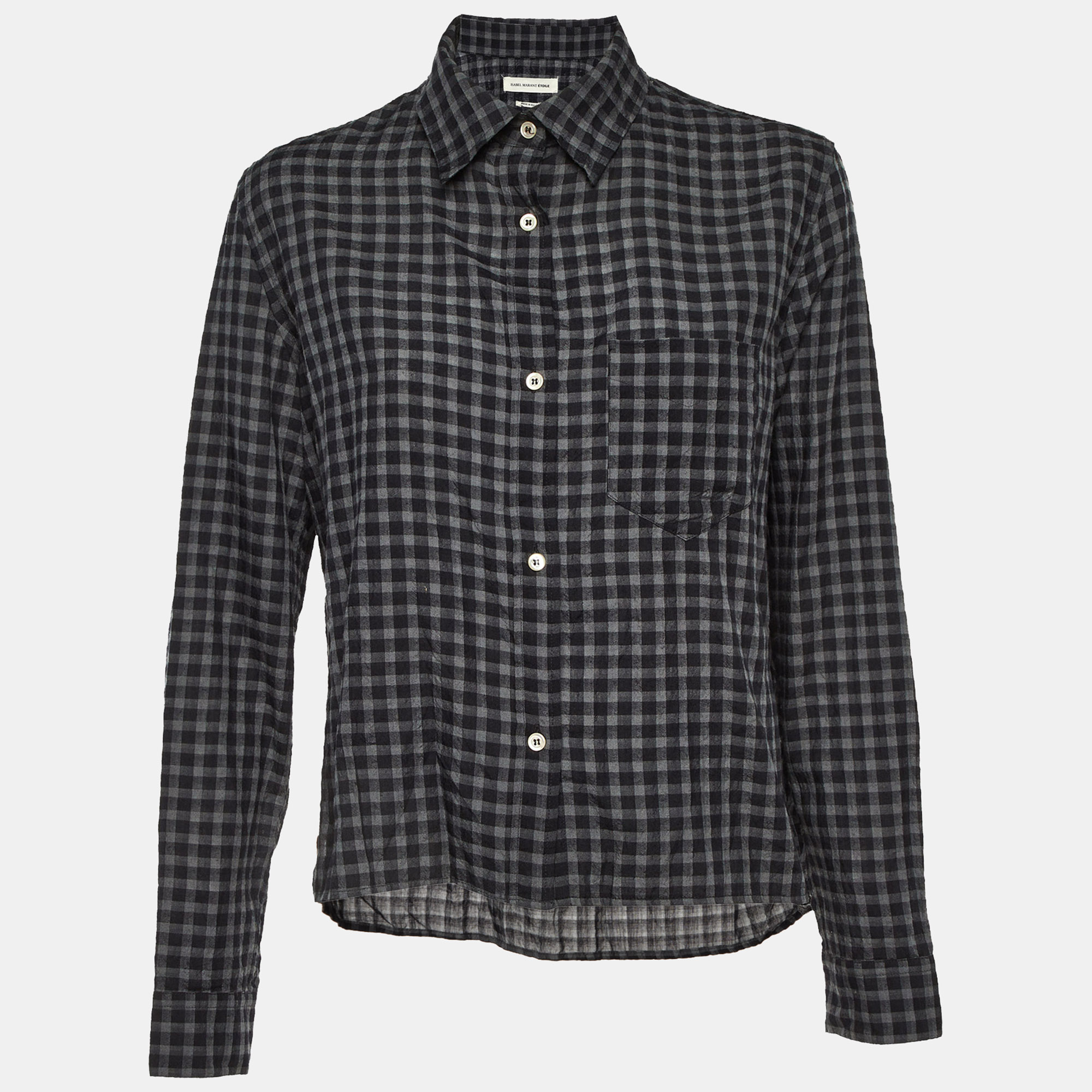 Pre-owned Isabel Marant Étoile Black Checkered Tencel Oversized Button Front Shirt M