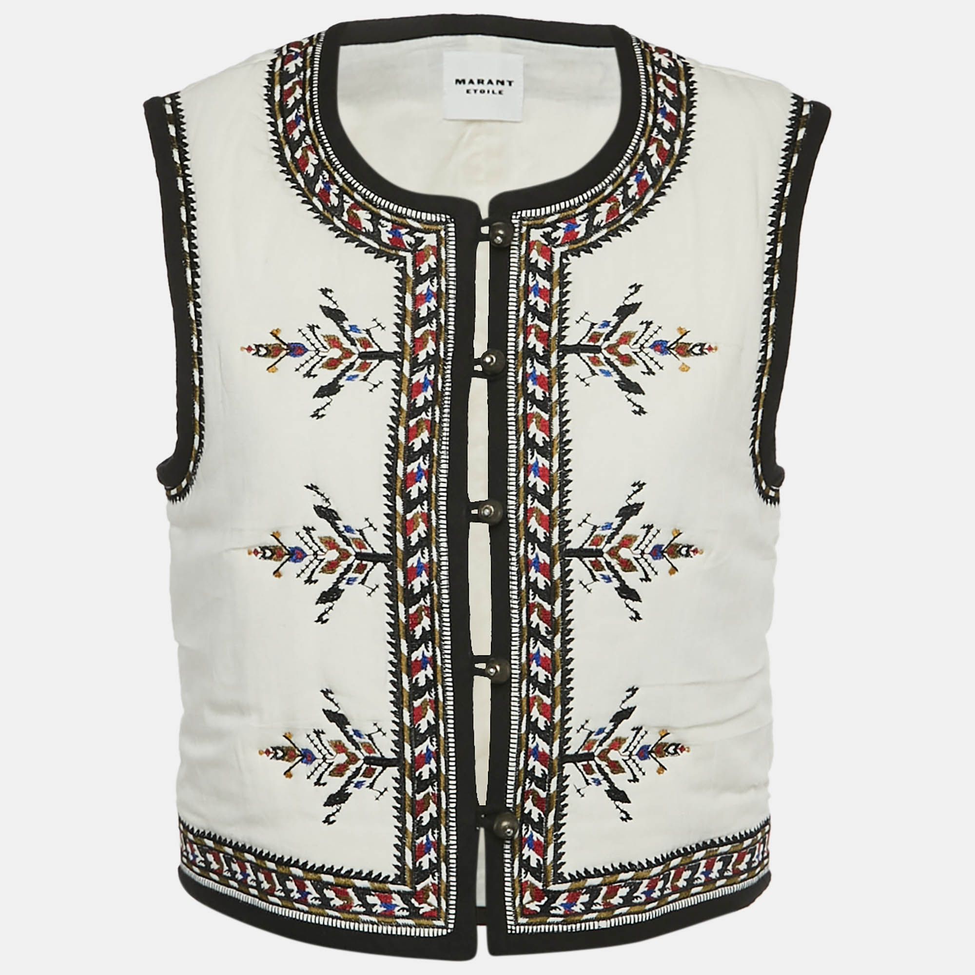 

Marant Etoile White Embroidery Cotton Blend Sleeveless Jacket S