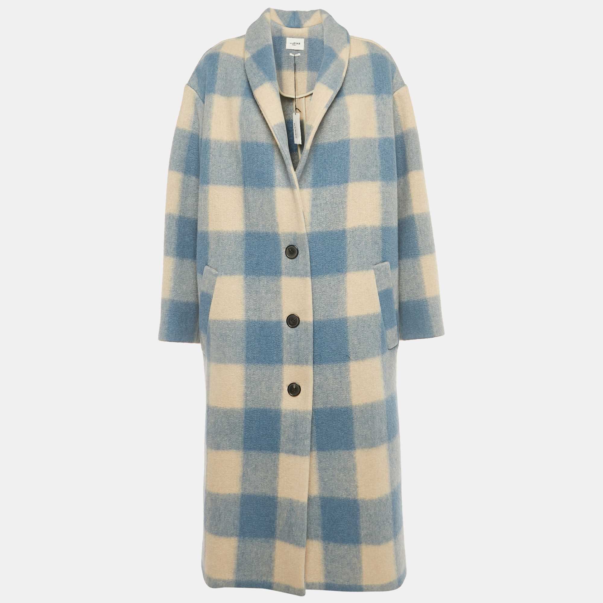 

Isabel Marant Etoile Blue / Beige Plaid Felt Klelayo Coat S