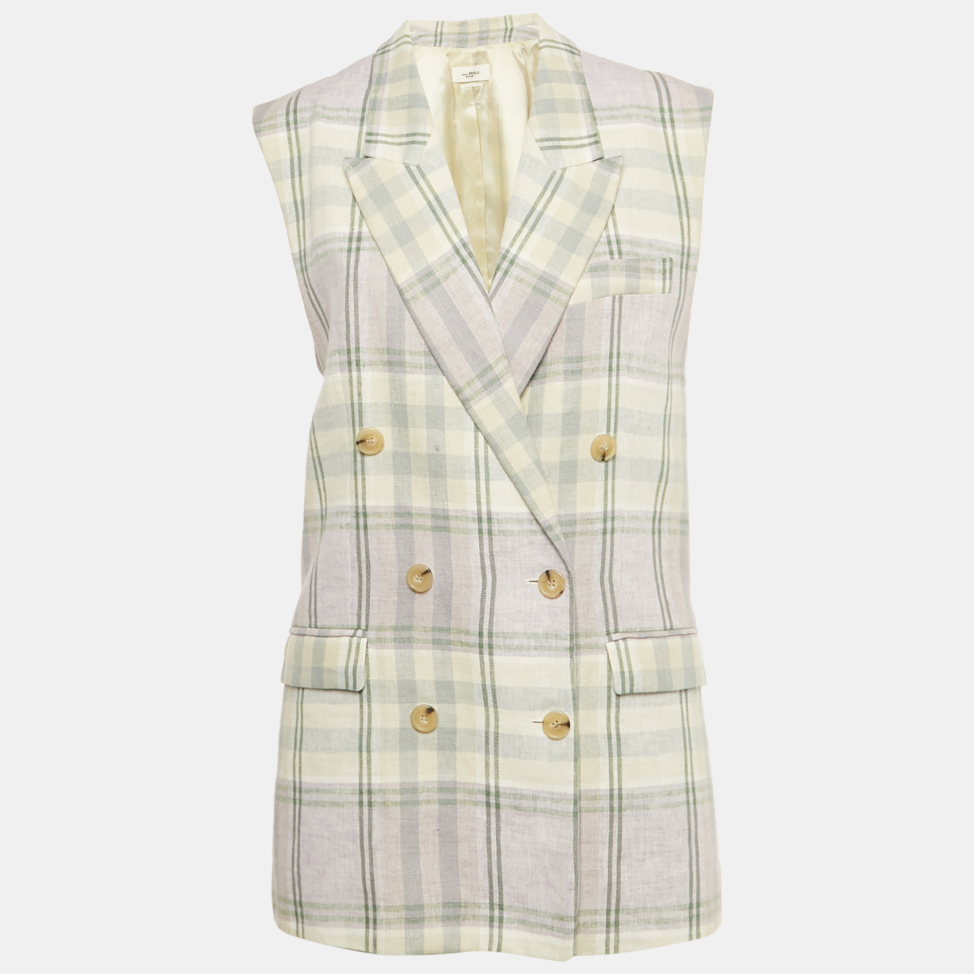 

Isabel Marant Etoile Multicolor Checker Linen Vest & Shorts S