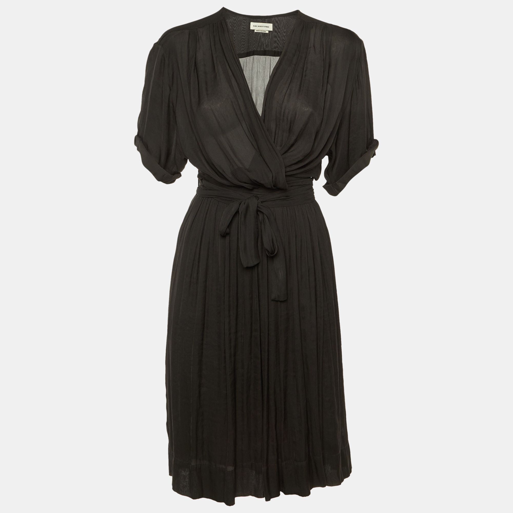 Pre-owned Isabel Marant Étoile Black Crepe Wrap Around Midi Dress S