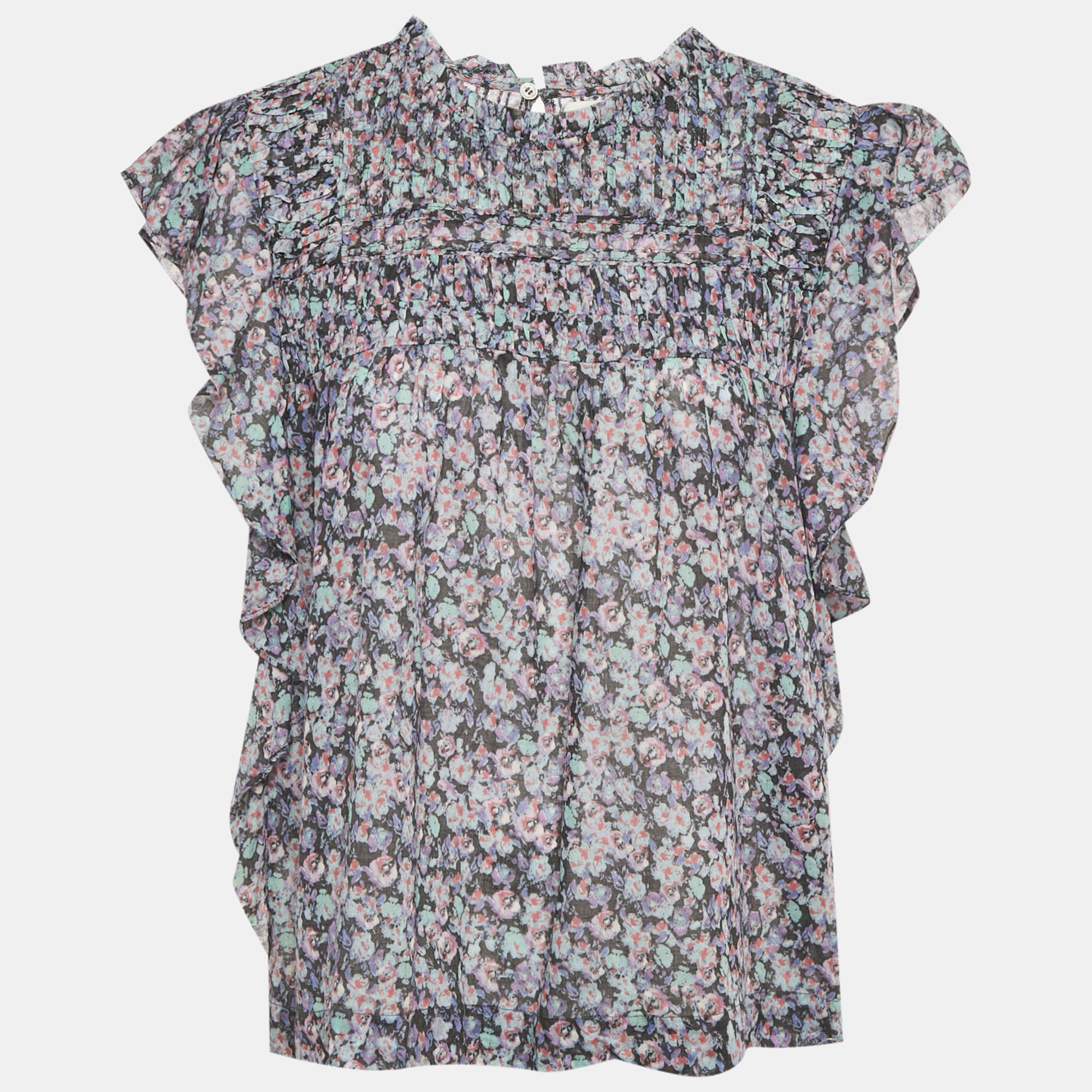 

Isabel Marant Etoile Blue Floral Print Cotton Layona Blouse M