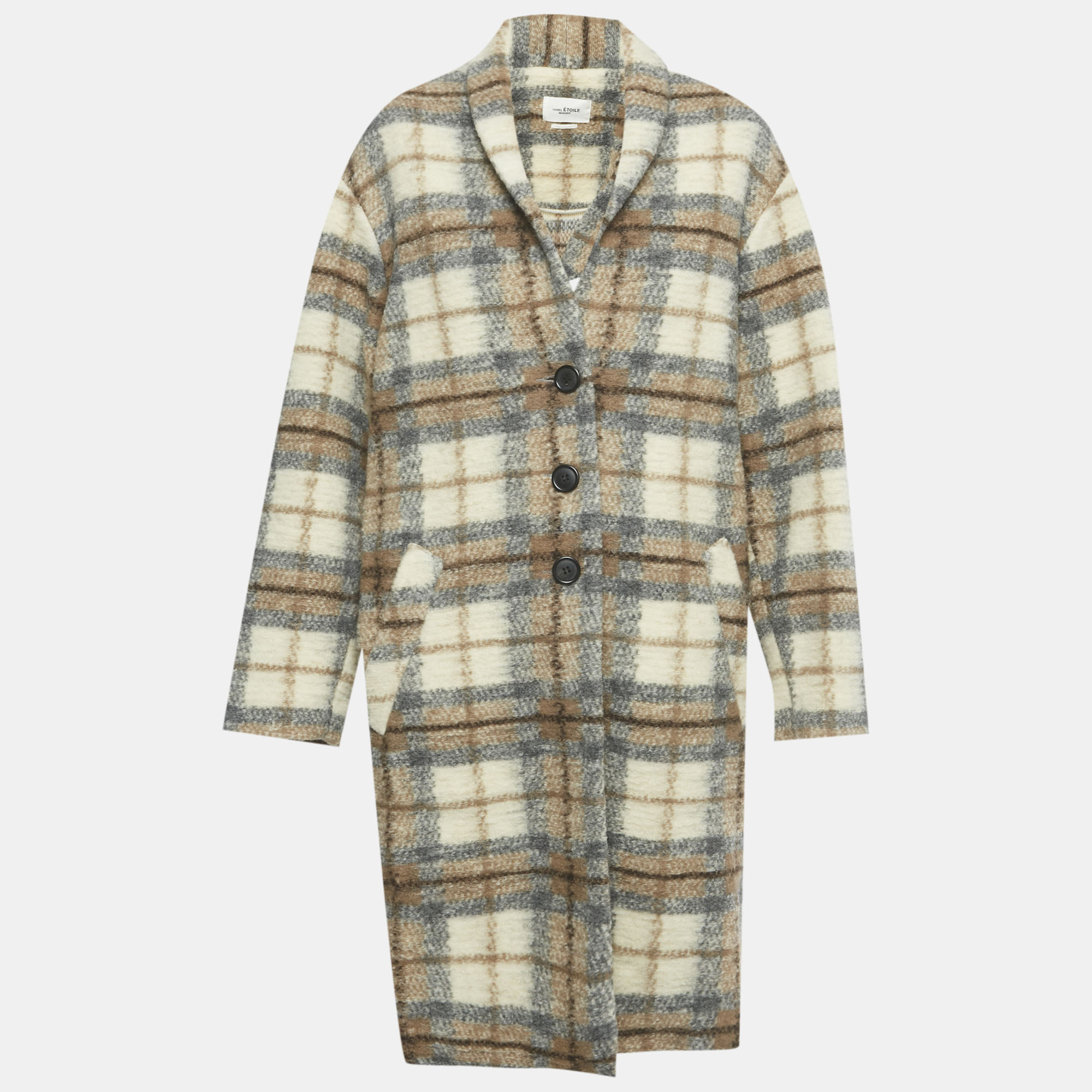 

Isabel Marant Etoile Beige /Cream Checkered Wool Blend Gabriel Coat M