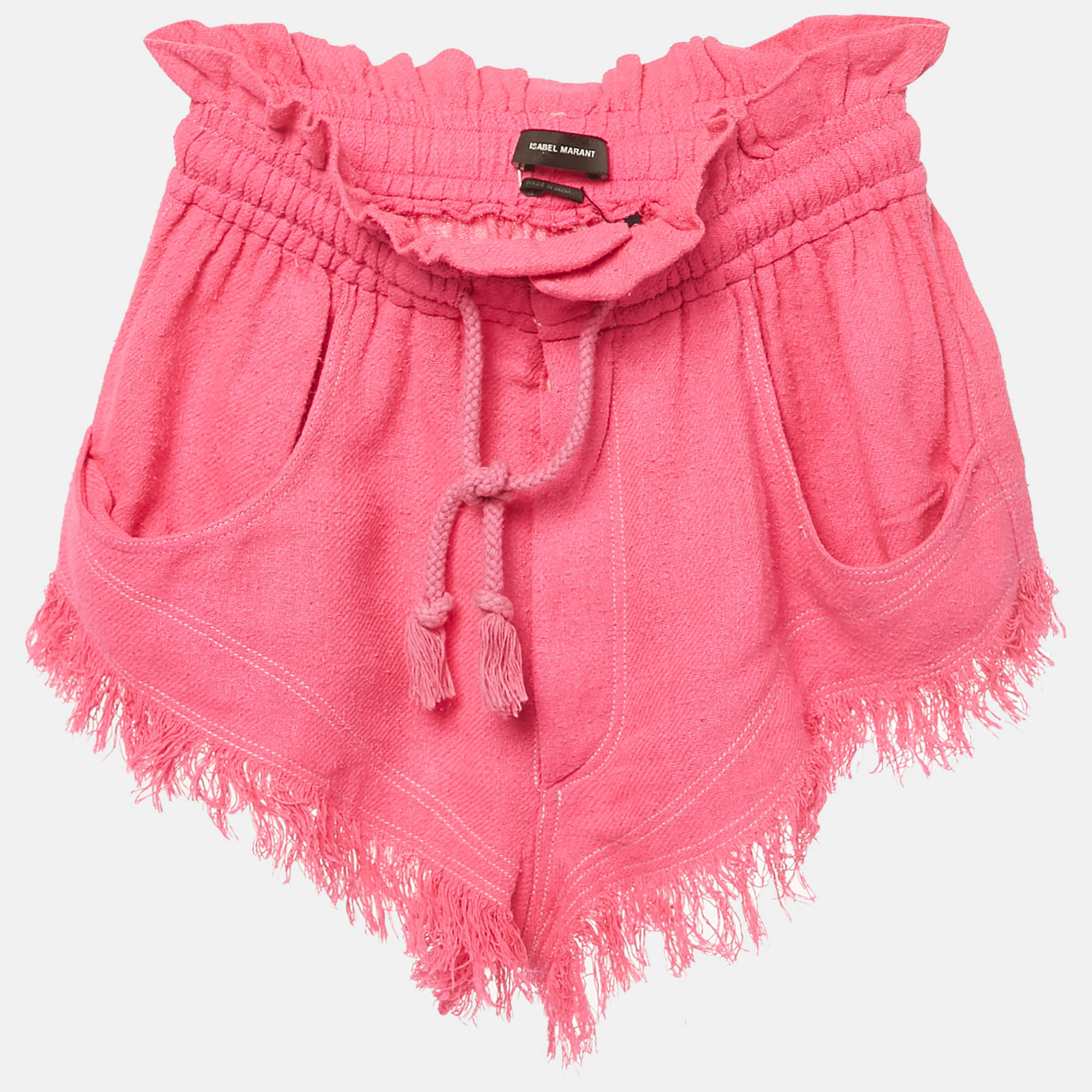 Click to view more detailed imagery on our partner's website Pre-owned Isabel Marant Étoile Isabel Marant Pink Silk Gauze Frayed Talapiz Shorts S