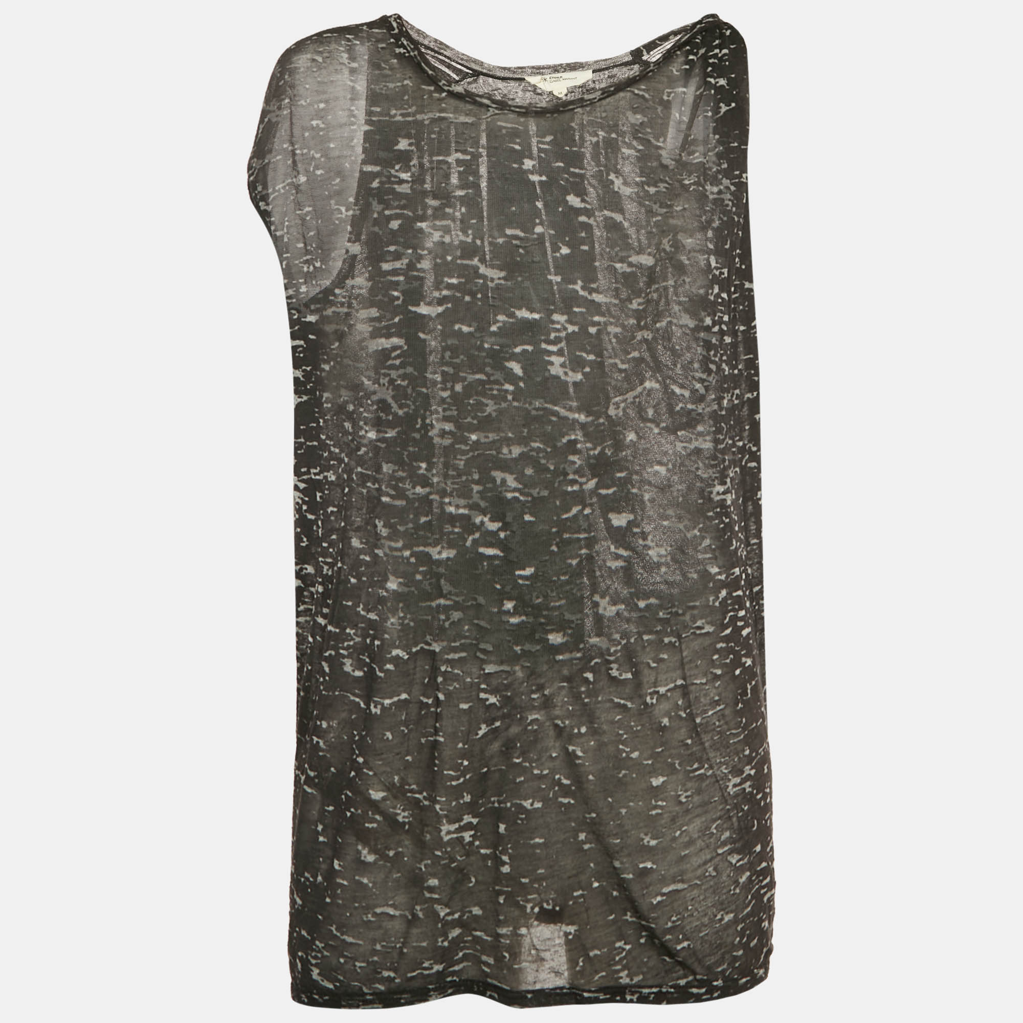 Click to view more detailed imagery on our partner's website Pre-owned Isabel Marant Étoile Monochrome Patterned Jersey Sleeveless Top M In Black