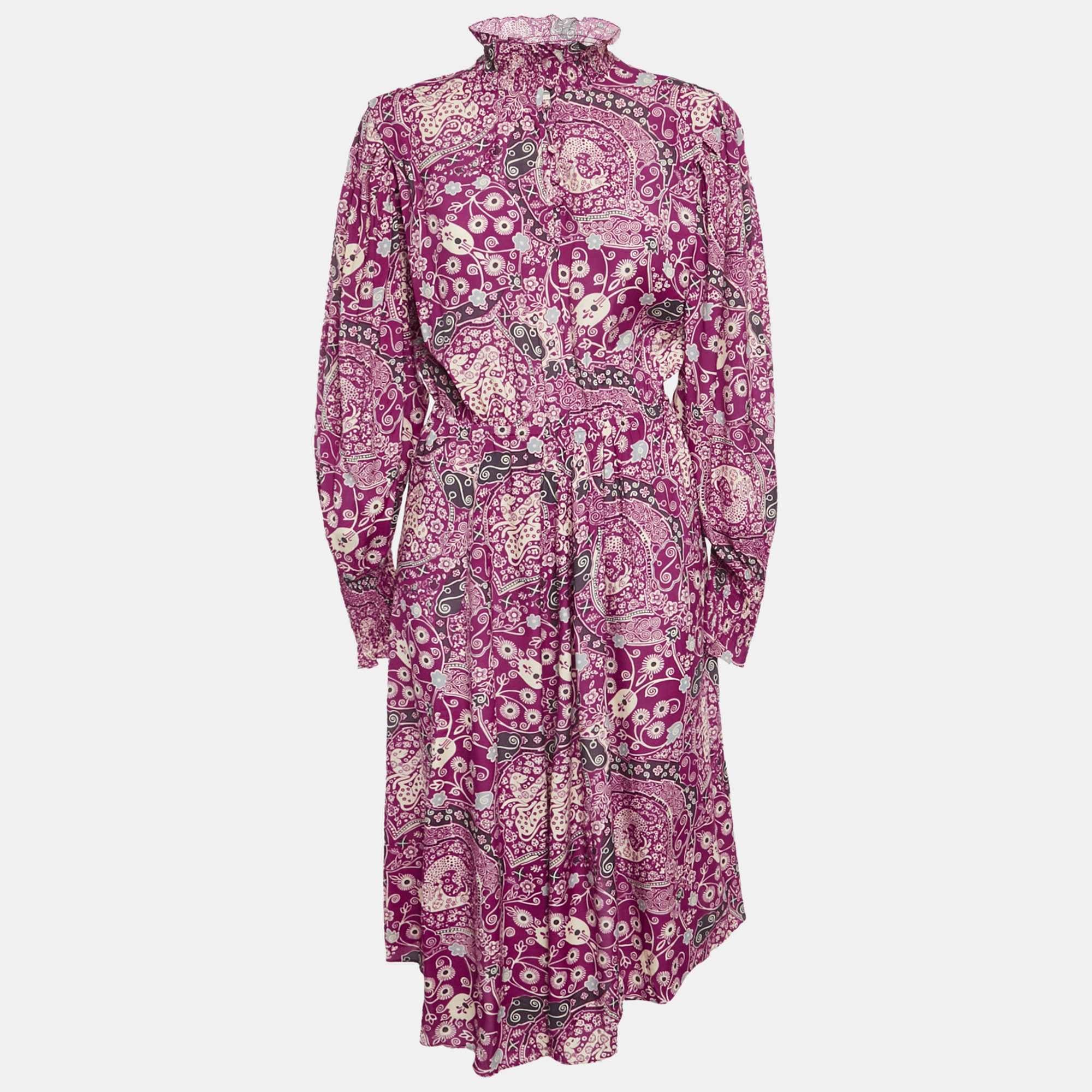 

Isabel Marant Etoile Pink Printed Crepe Cescott Midi Dress M