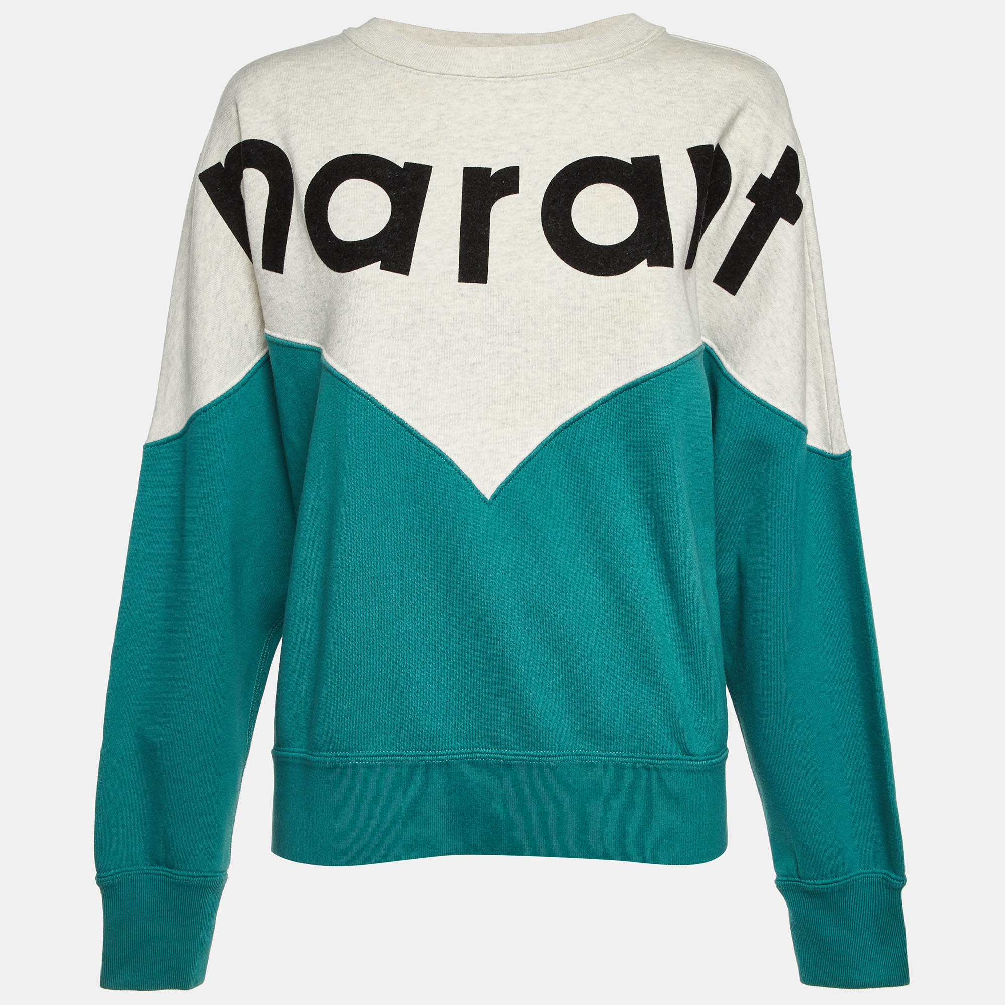 

Isabel Marant Etoile Green Logo Print Cotton Houston Sweatshirt M
