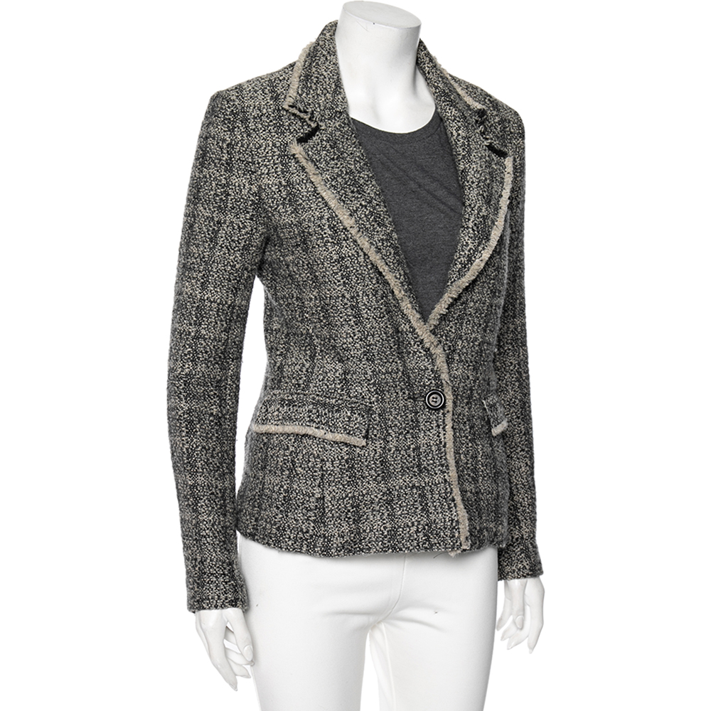 

Isabel Marant Etoile Grey Tweed Single Buttoned Lacy Jacket