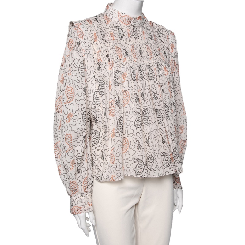 

Isabel Marant Etoile Pale Pink Printed Vega High Neck Blouse