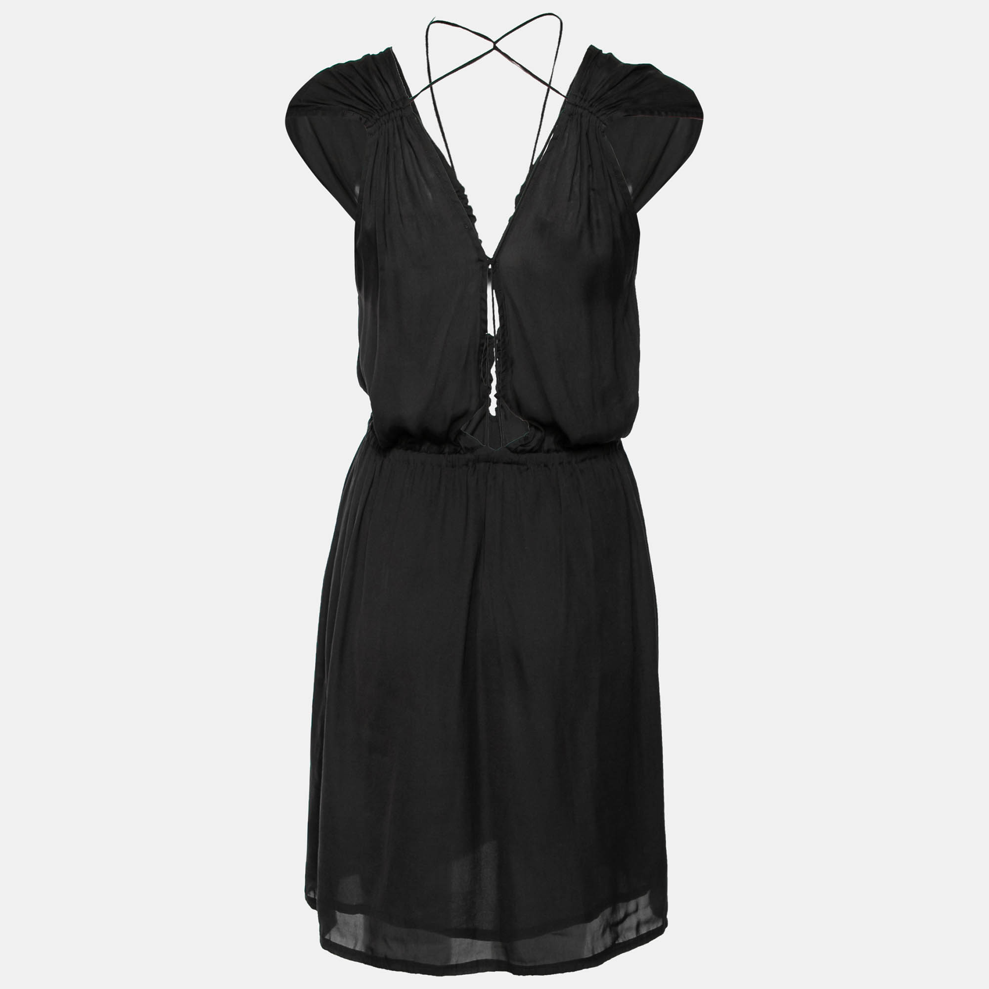 

Isabel Marant Etoile Black Chiffon Lace-Up Sleeveless Dress