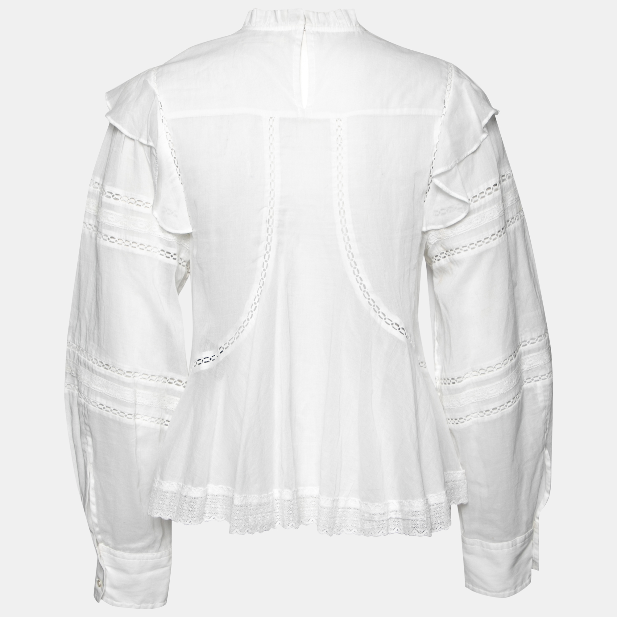 

Isabel Marant Etoile White Cotton Lace Trimmed Blouse