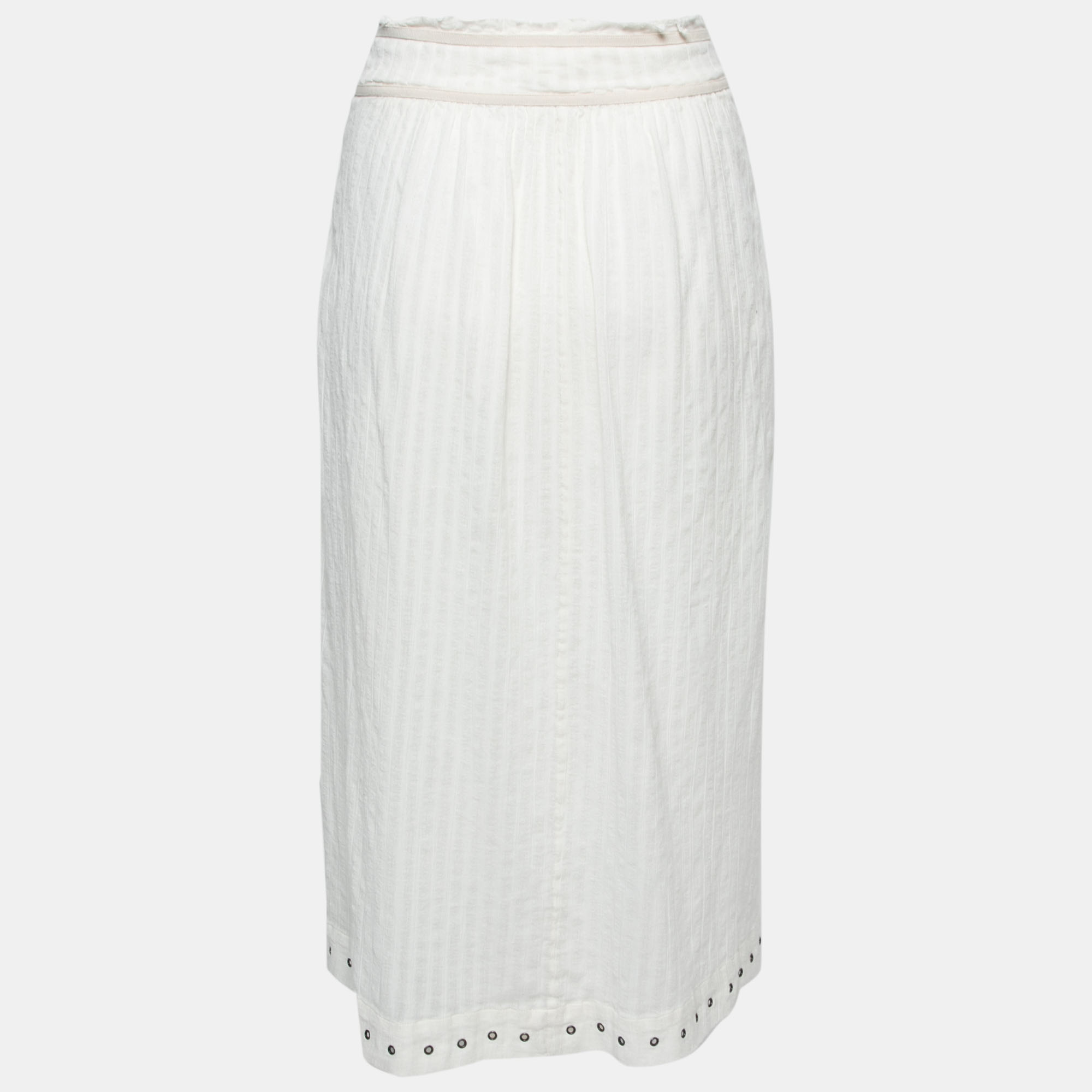 

Isabel Marant Etoile Ivory Textured Cotton Eyelet Detail Skirt, White