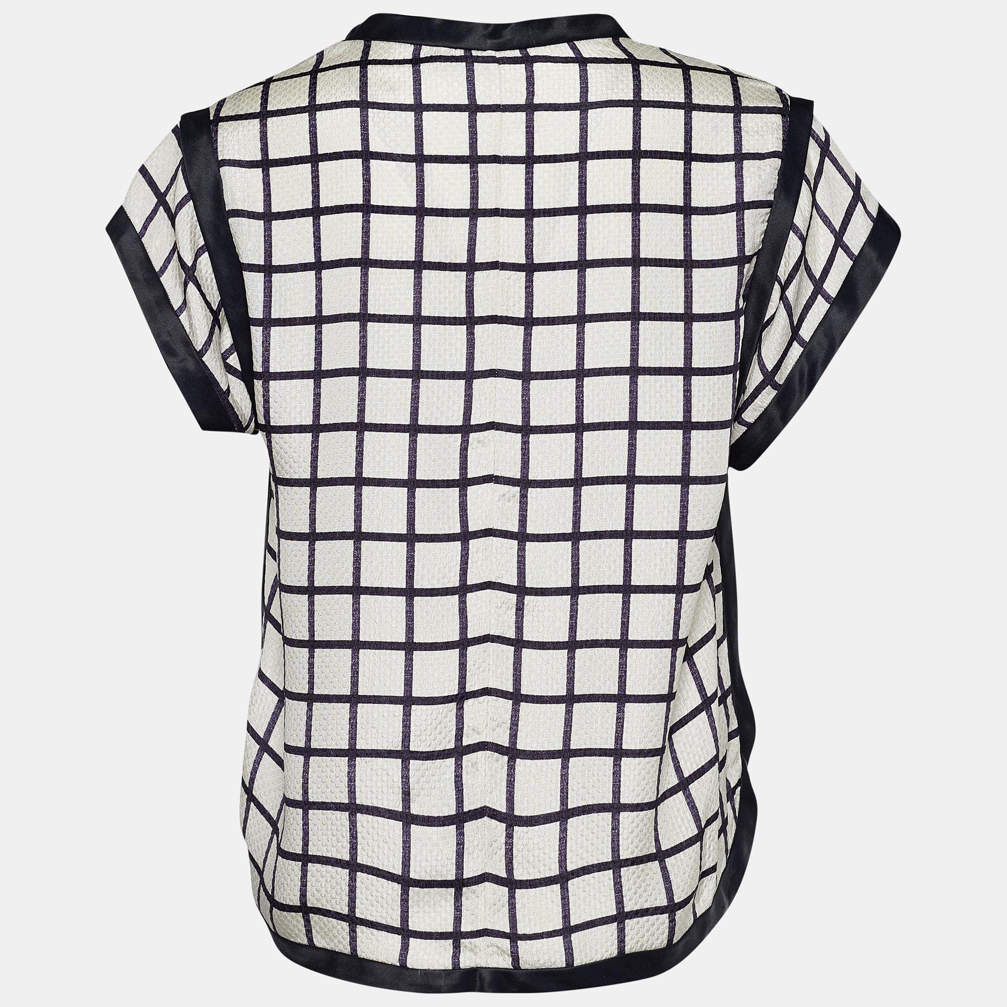 

Isabel Marant Etoile White Check Print Silk Top