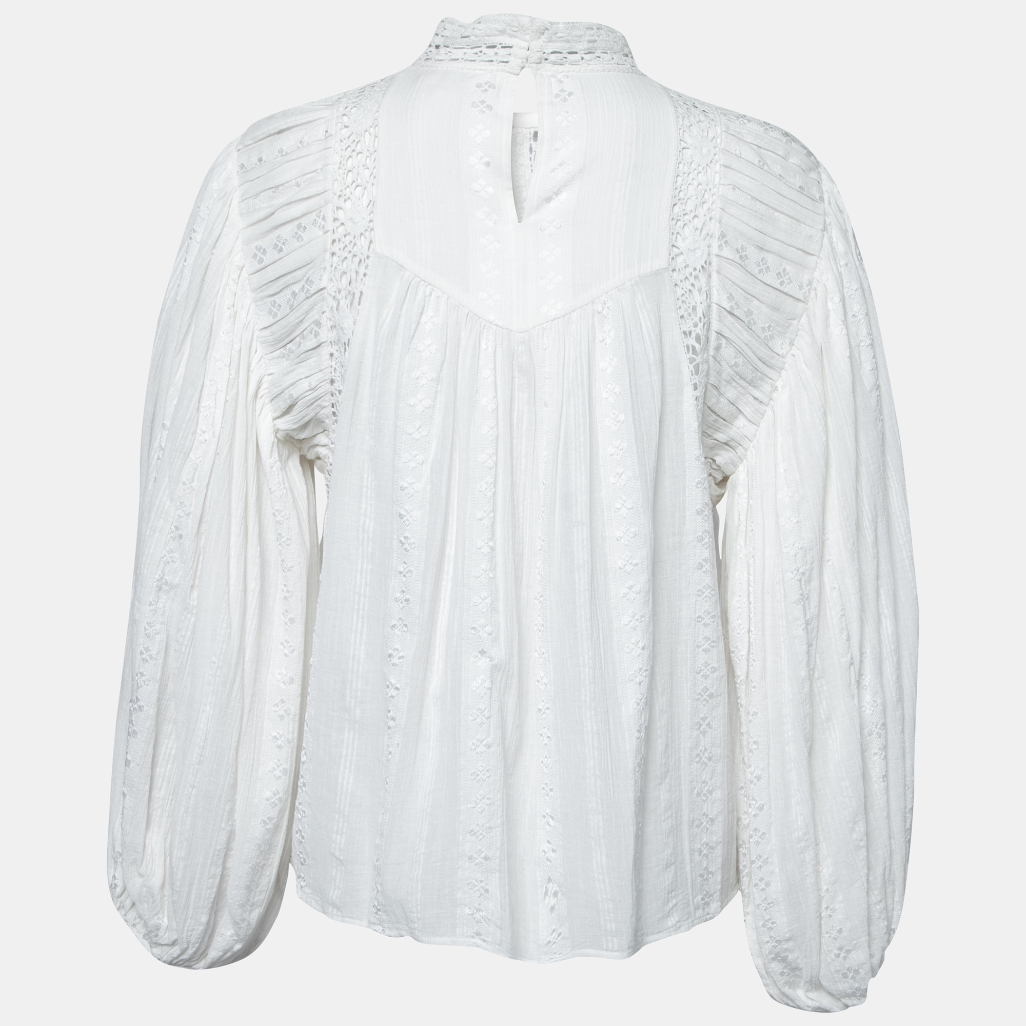 

Isabel Marant Etoile White Cotton Lace Trimmed Blouse S